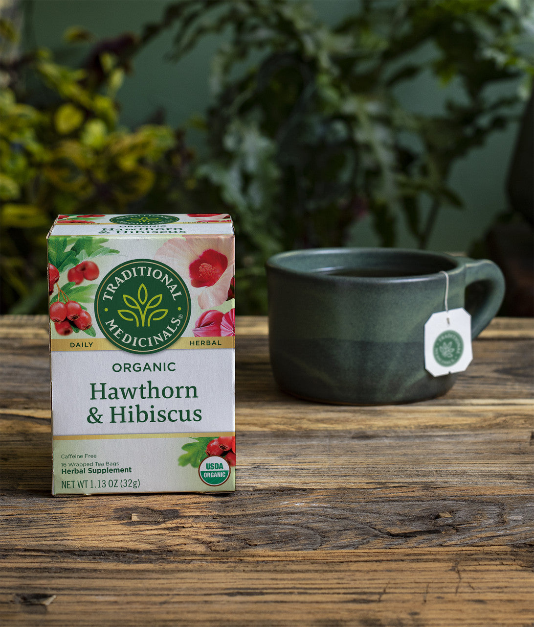 Traditional Medicinals Organic Hawthorn & Hibiscus Tea – Heart Health Herbal Blend (6x16 Bags)