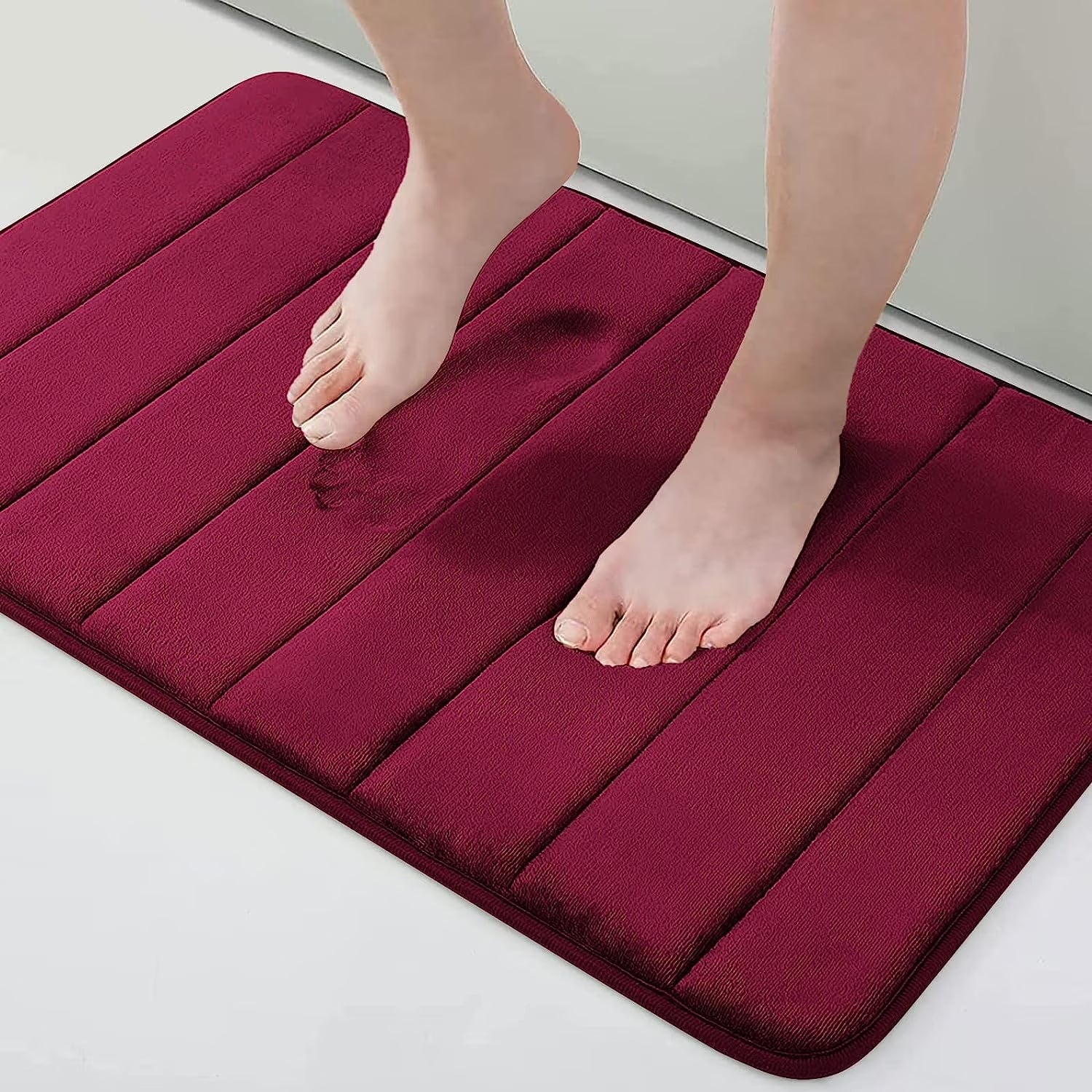 Buganda Memory Foam Bath Mats Soft Absorbent Bathroom Rugs 20" X 30", Black
