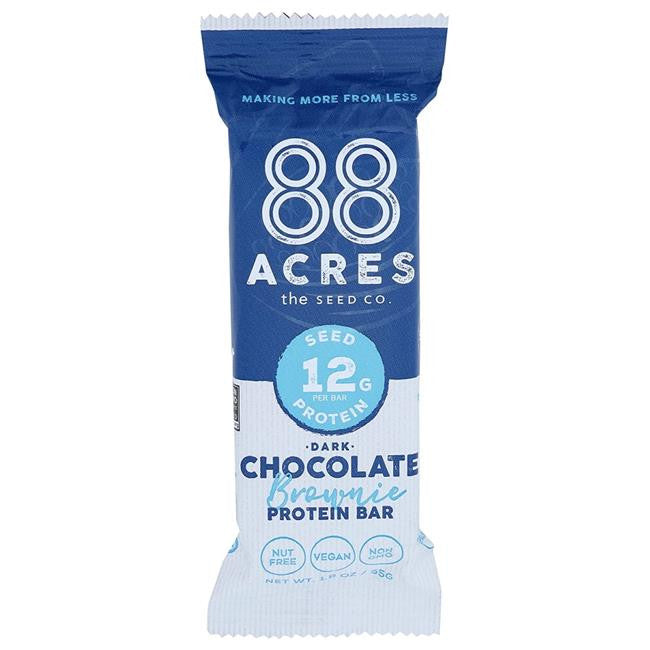 88 Acres Dark Chocolate Brownie Protein Bar (9 x 1.9 oz) | 12g Plant-Based Protein, Gluten-Free Snack
