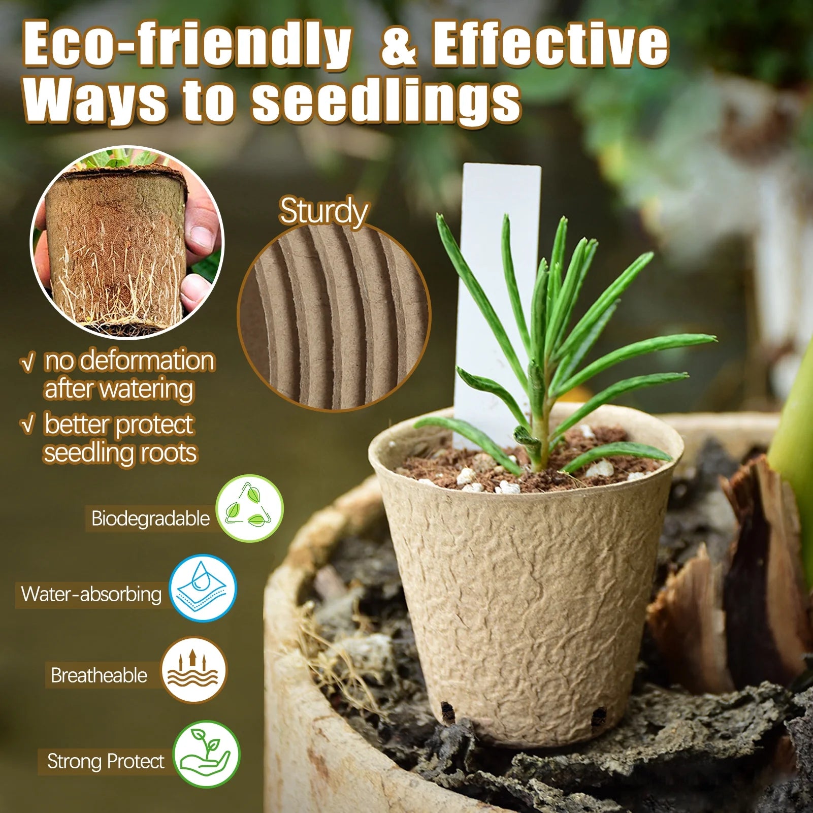Fabulas 120 Pack Peat Pots for Seedlings, 3.15 Inch Biodegradable Seed Starter Planting Pots for Seedlings