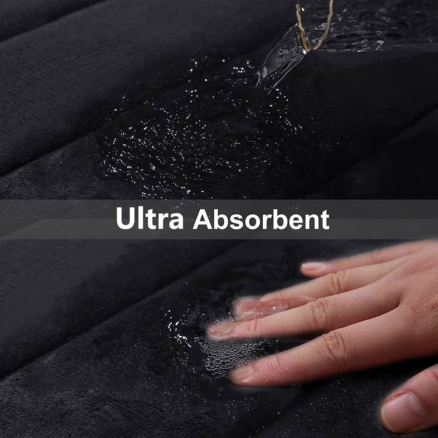 Buganda Memory Foam Bath Mats Soft Absorbent Bathroom Rugs 20" X 30", Black