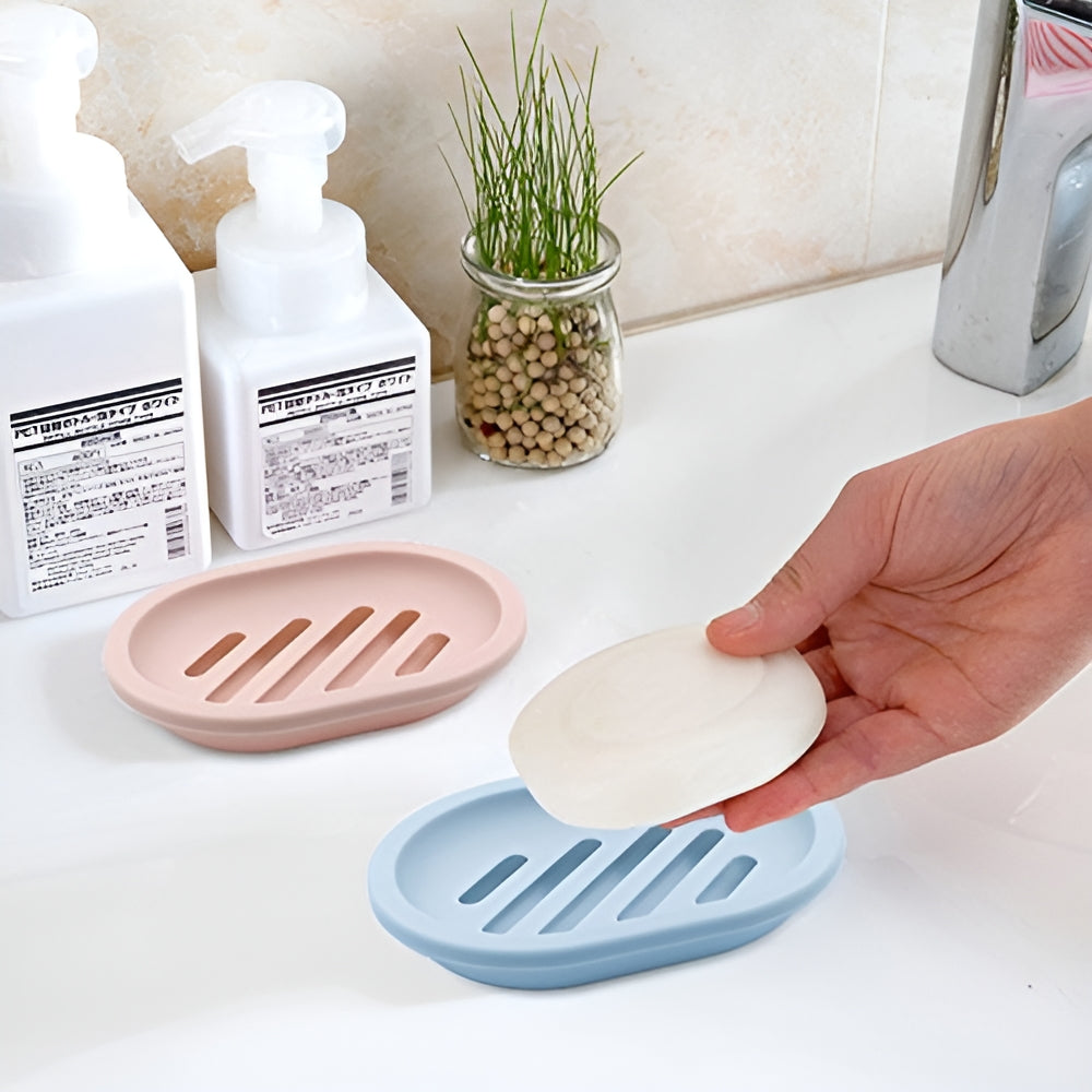 Qishi 2-Pack Soap Dish with Drain, Soap Holder, Soap Saver, Easy Cleaning, Dry, Stop Mushy Soap (Blue)