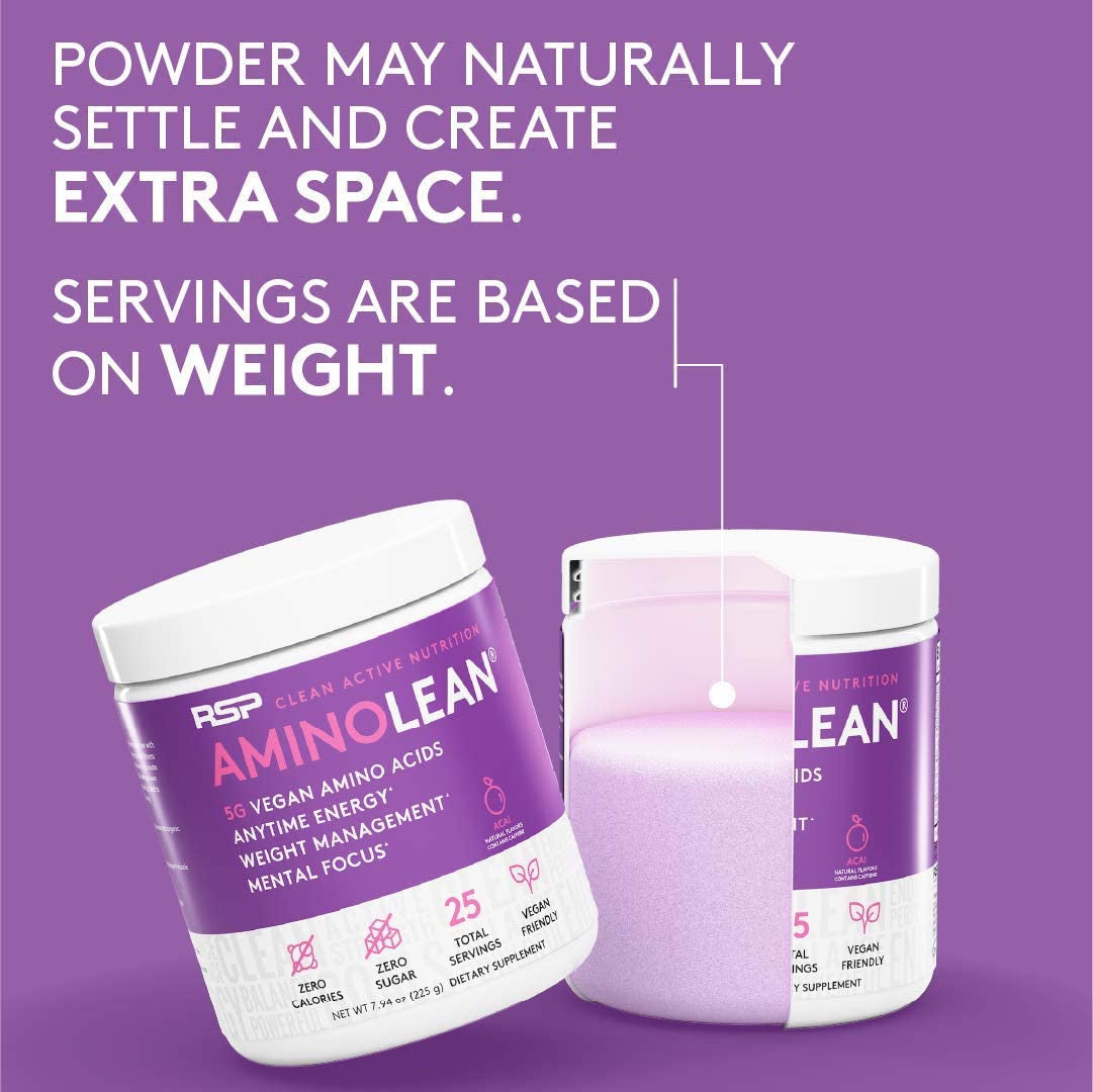 RSP AminoLean – Vegan Acai (7.94 oz) | Plant-Based Amino Acids, Anytime Energy & Weight Management