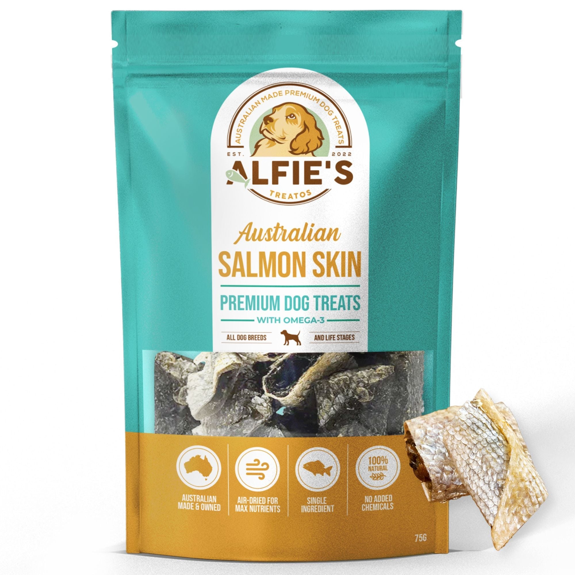 Omega-3 Rich Australian Salmon Skin Dog Treats for Healthy Coat & Joints