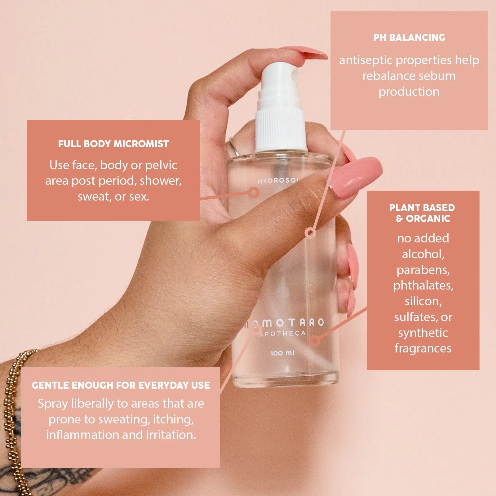 pH Balancing Antimicrobial Hydrosol Mist for Skin & Body