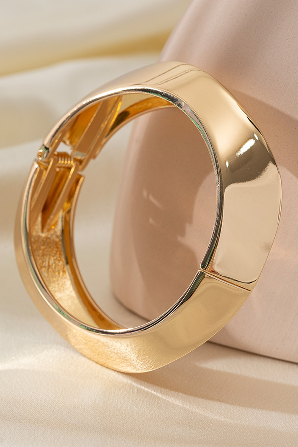 Gold Asymmetric Plated Alloy Bangle Bracelet – Modern Statement Jewelry for Women, Adjustable Fashion Cuff