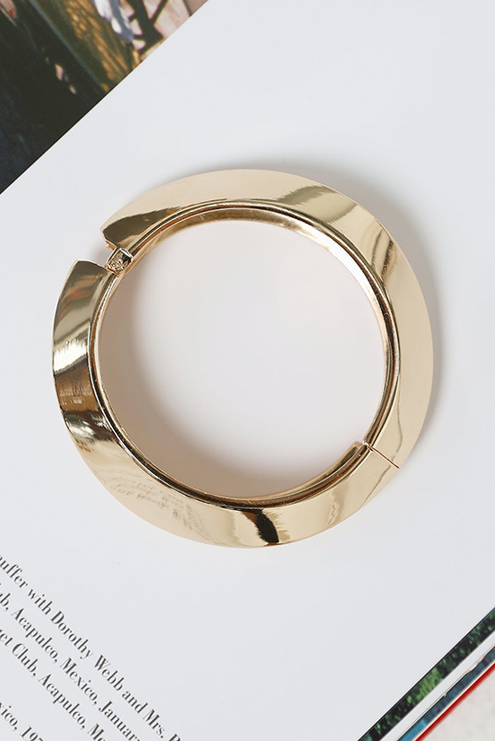 Gold Asymmetric Plated Alloy Bangle Bracelet – Modern Statement Jewelry for Women, Adjustable Fashion Cuff