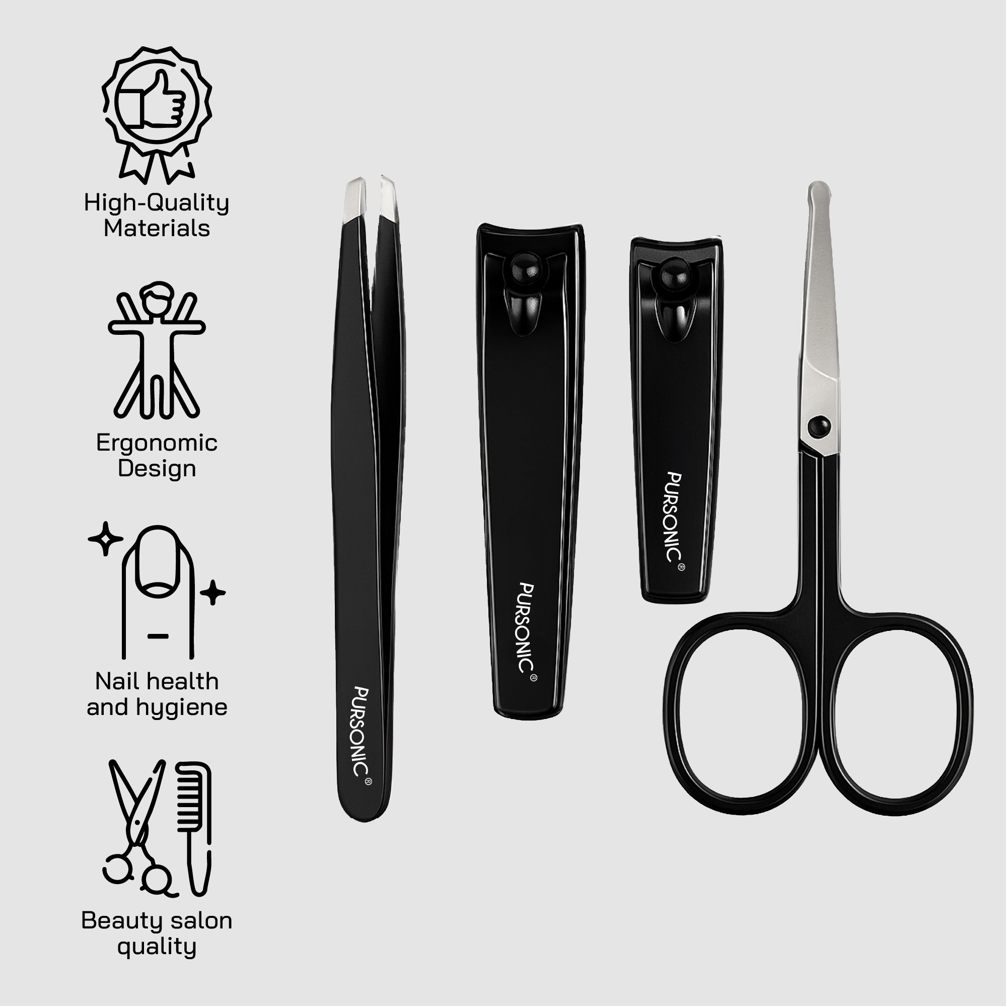 nicure Pedicure Set - 4-Piece Nail Care Kit with Clippers, Scissors & Tweezers for Salon Quality Results
