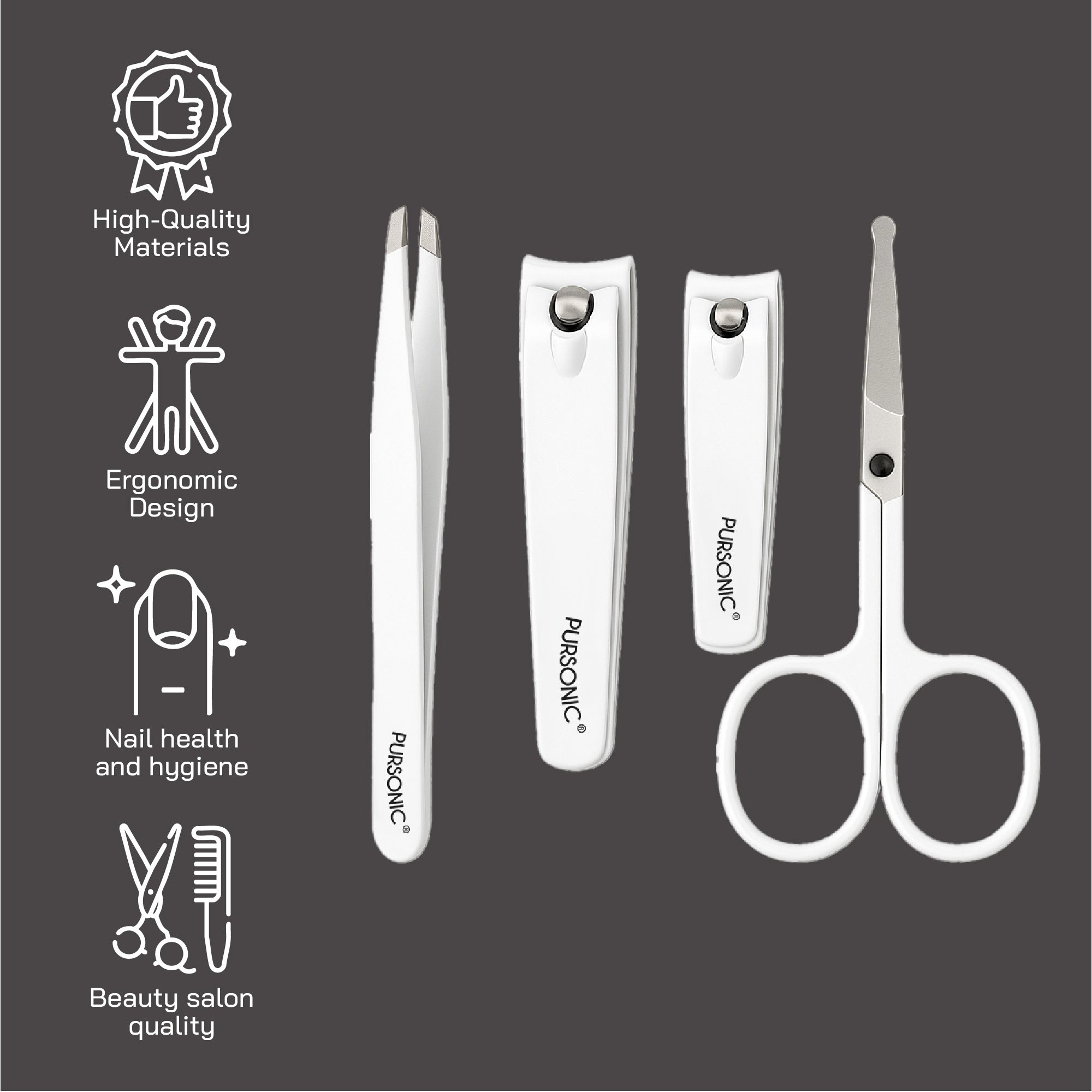 nicure Pedicure Set - 4-Piece Nail Care Kit with Clippers, Scissors & Tweezers for Salon Quality Results