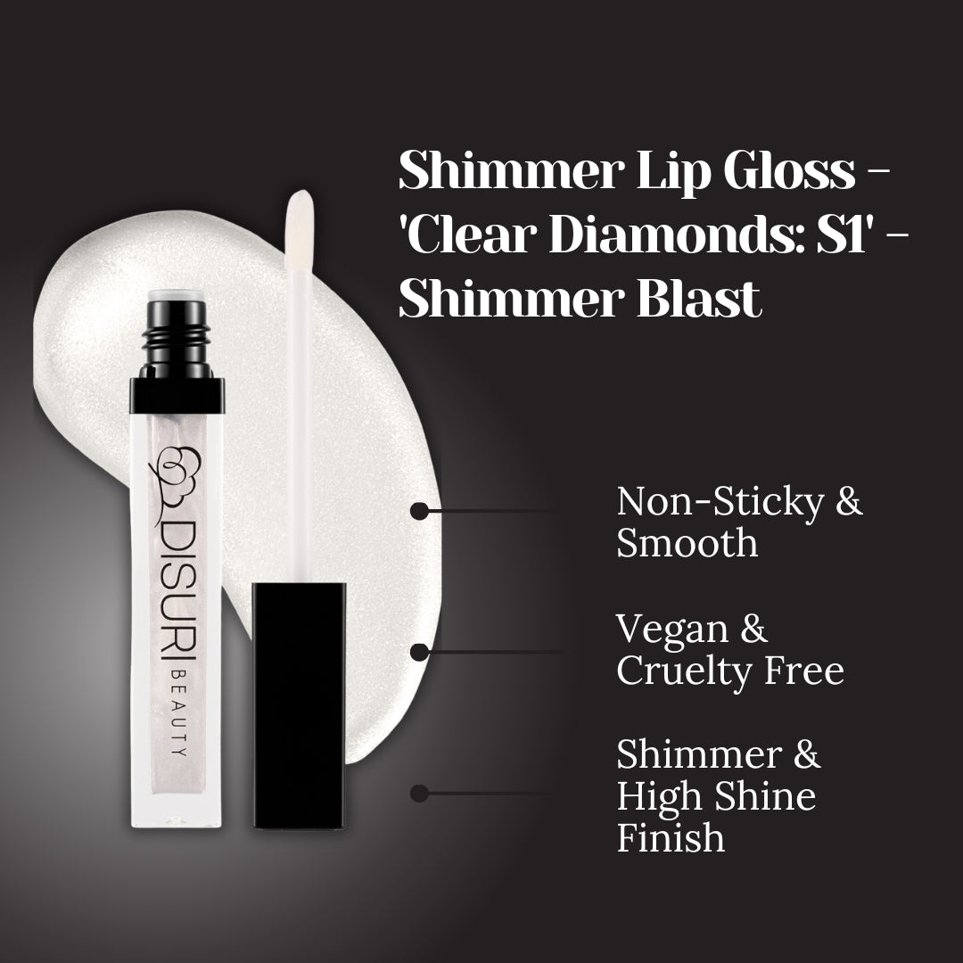 Clear Lip Gloss High Shine Non Sticky Vegan Cruelty Free Hydrating Crystal Diamond Shimmer – DISURI Beauty Clear Diamonds