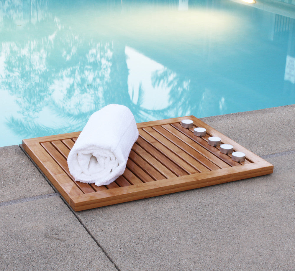 Eco-Friendly Bamboo Shower & Bath Mat - Indoor/Outdoor Non-Slip Spa Rug