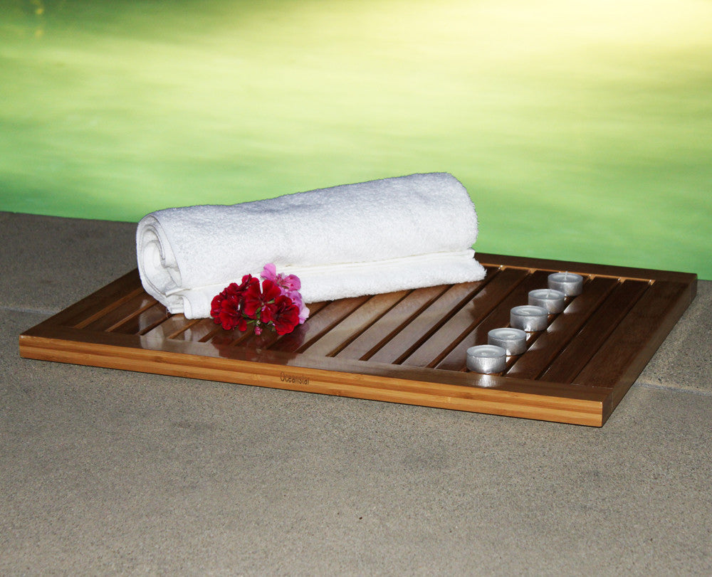 Eco-Friendly Bamboo Shower & Bath Mat - Indoor/Outdoor Non-Slip Spa Rug 