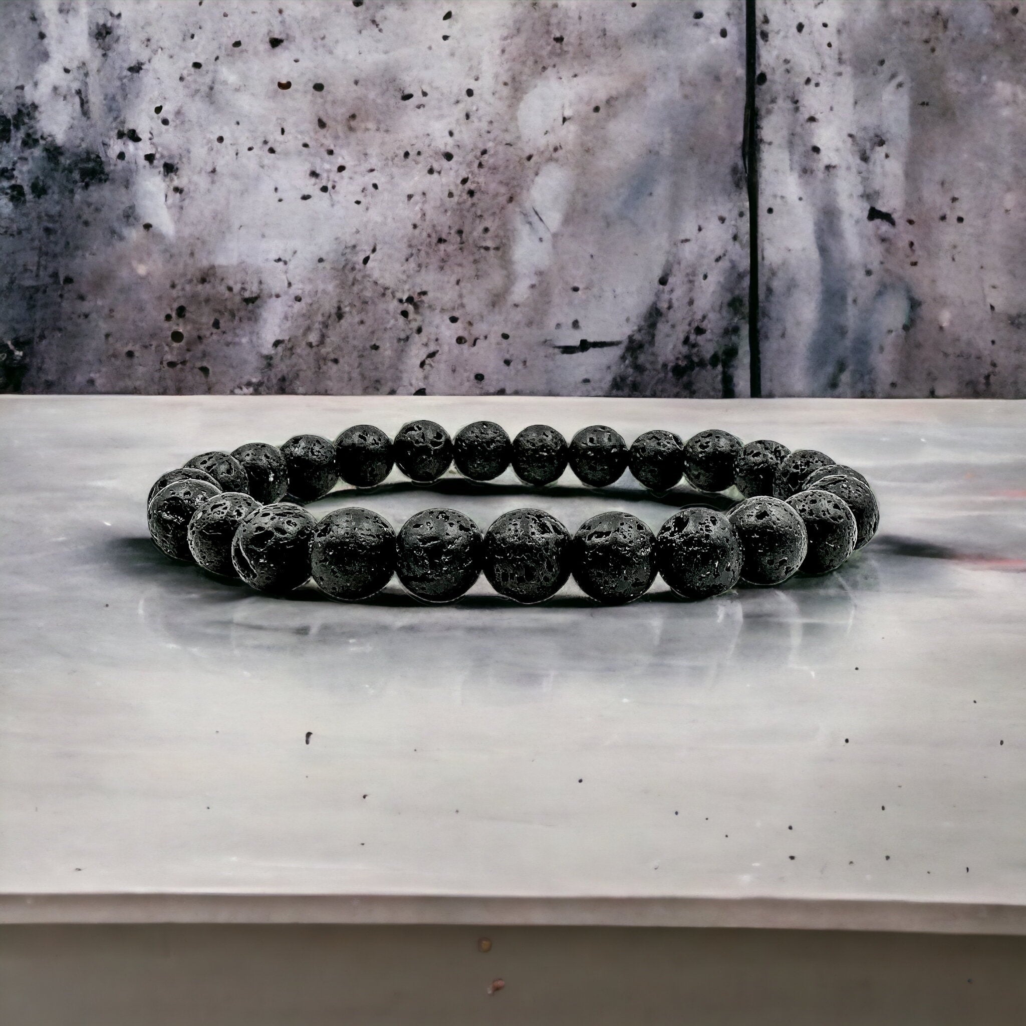 Union – Smooth Lava Rock Gemstone Beaded Bracelet | Handmade 8mm Natural Healing Stone Jewelry