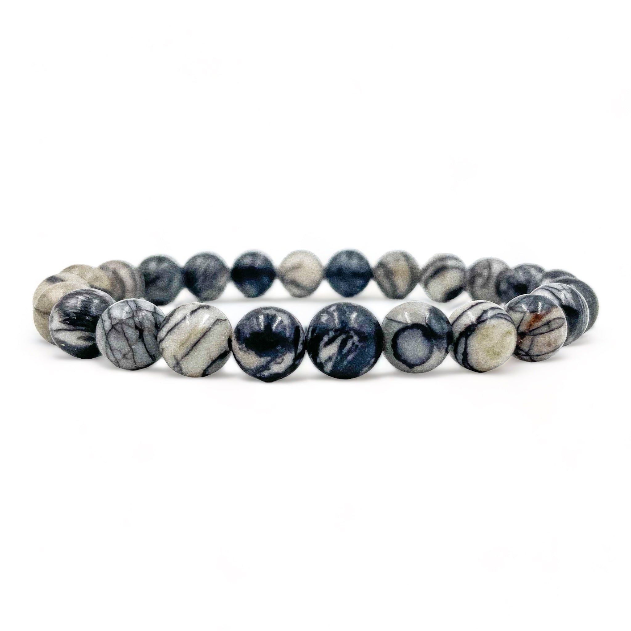 Union – Black Silk Stone Gemstone Beaded Bracelet | Natural 8mm Onyx Healing Jewelry