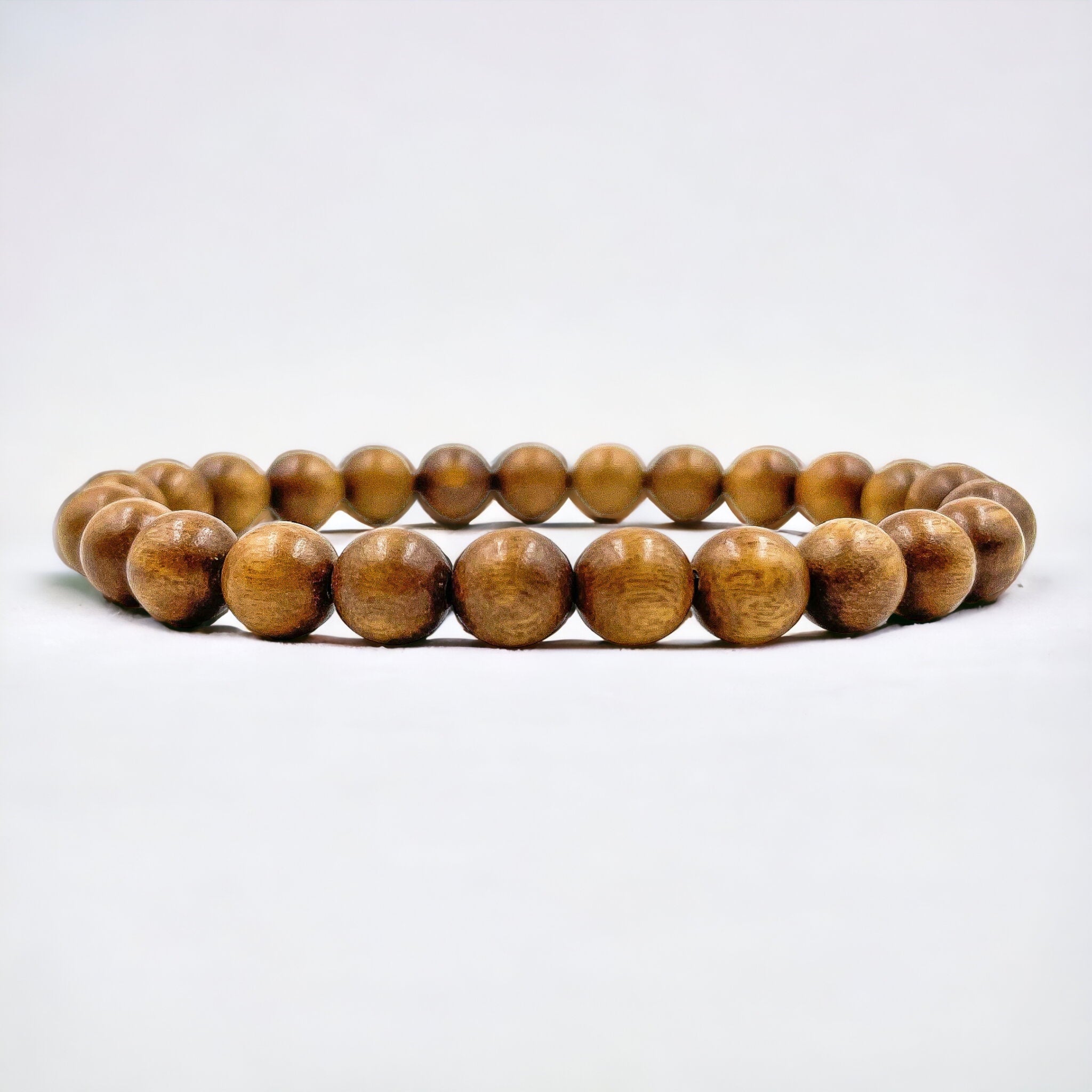 Union – Hickory Wood Mala Beaded Bracelet | Natural 8mm Honey Brown Wooden Beads, Handmade Jewelry