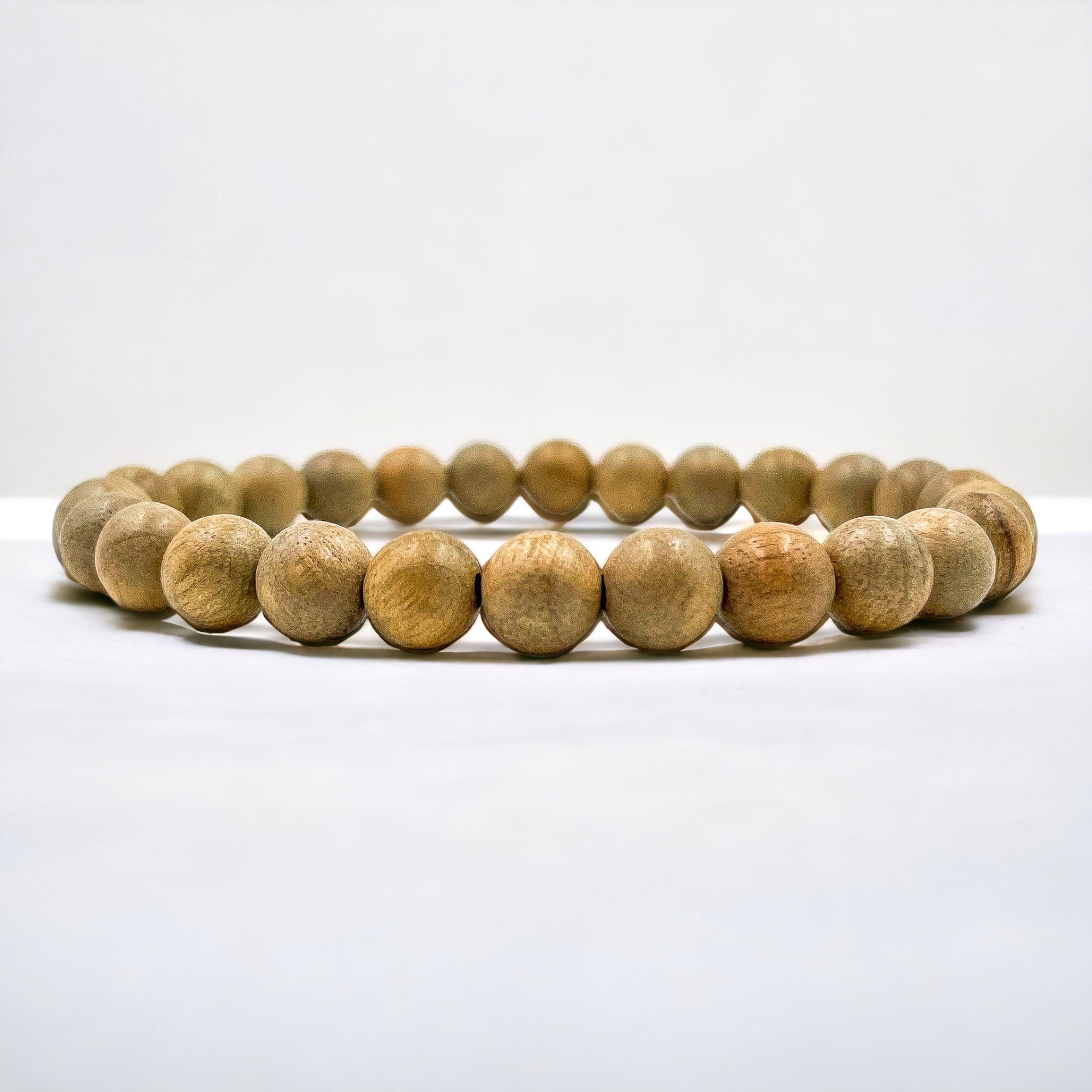 Union Camphor Wood Mala Beaded Bracelet – Handmade 8mm Wooden Beads, Stretch Fit, Natural Aromatic Healing Bracelet with Lifetime Warranty