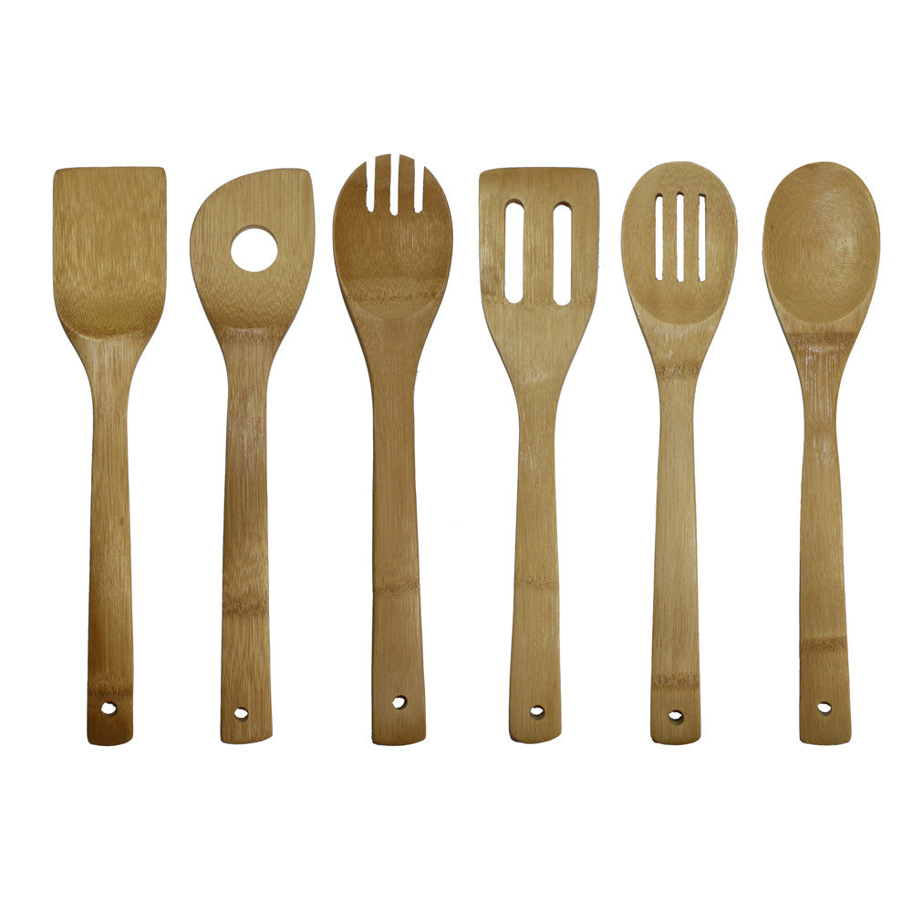 Eco-Friendly Bamboo Cooking Utensil Set - 6 Piece Kitchen Essentials for Sustainable Cooking