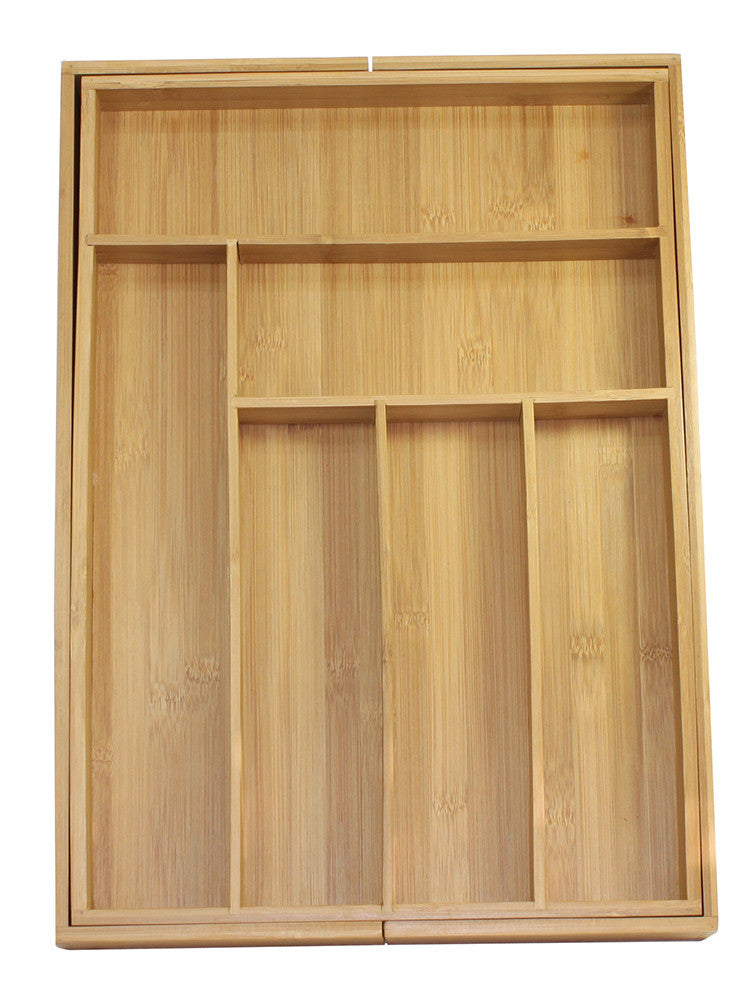 Bamboo Expandable Kitchen Drawer Organizer Set with Utensils – Eco-Friendly 5-Piece Storage Solution 