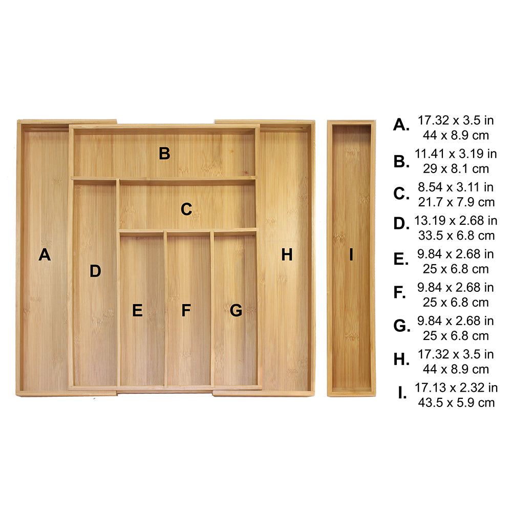 Bamboo Expandable Kitchen Drawer Organizer Set with Utensils – Eco-Friendly 5-Piece Storage Solution 