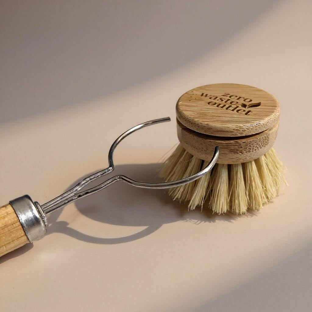 Eco-Friendly Long Handle Pot Brush Replacement Head - Sisal & Palm Bristles Options