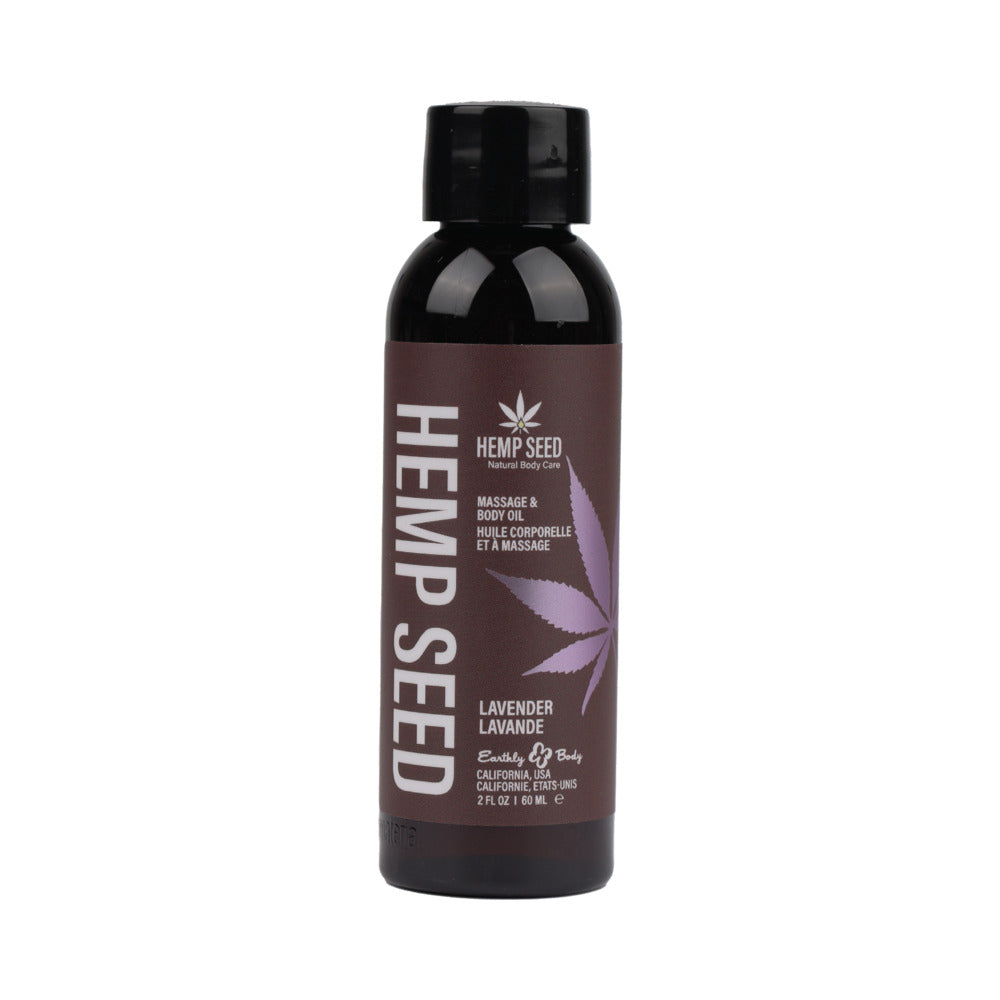 Earthly Body Lavender Massage Oil – 2oz Relaxing Hemp Seed Body Oil | Vegan & Paraben-Free