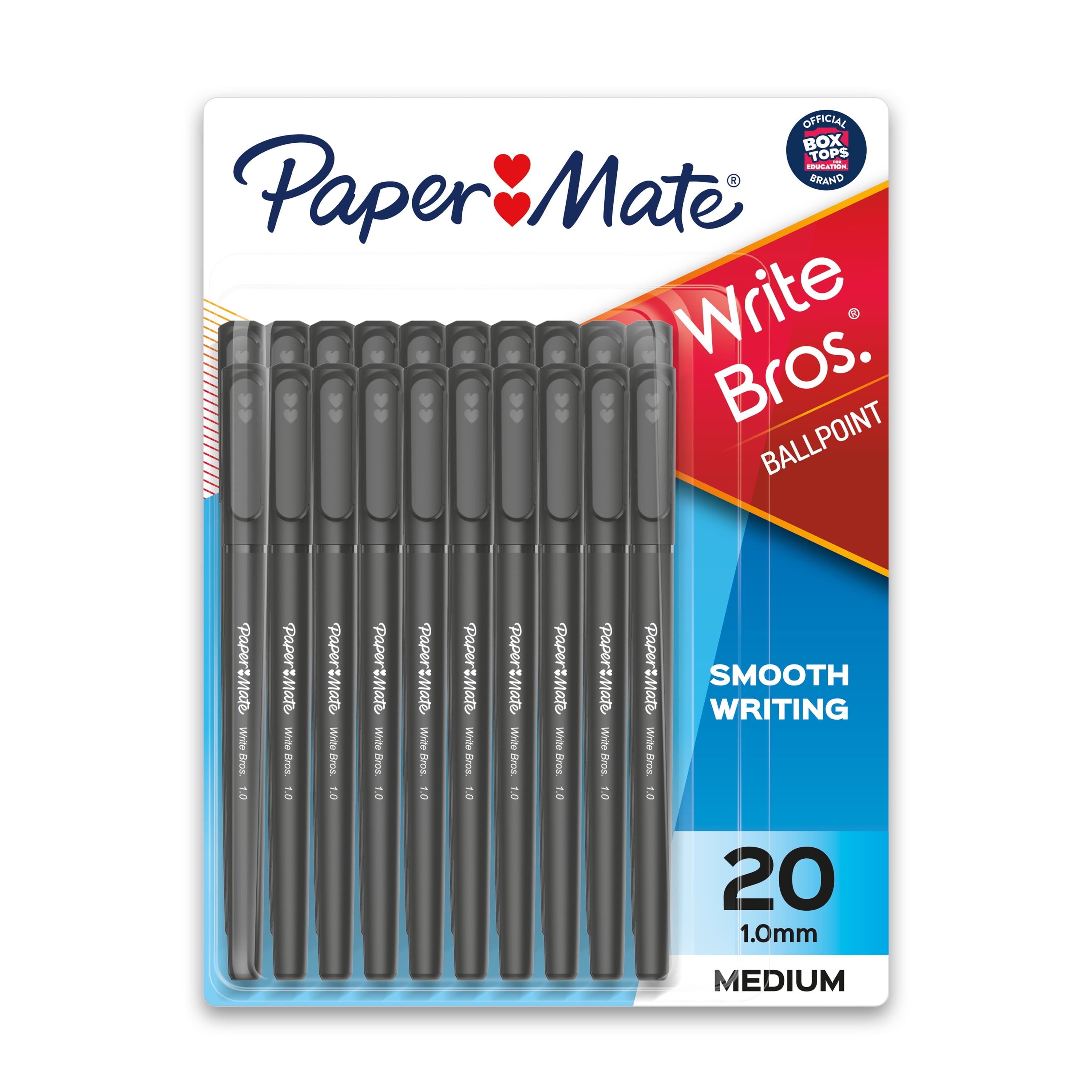 Paper Mate Ballpoint Pens, Write Bros. Black Ink Pen, Medium Point (1.0Mm), 20 Count