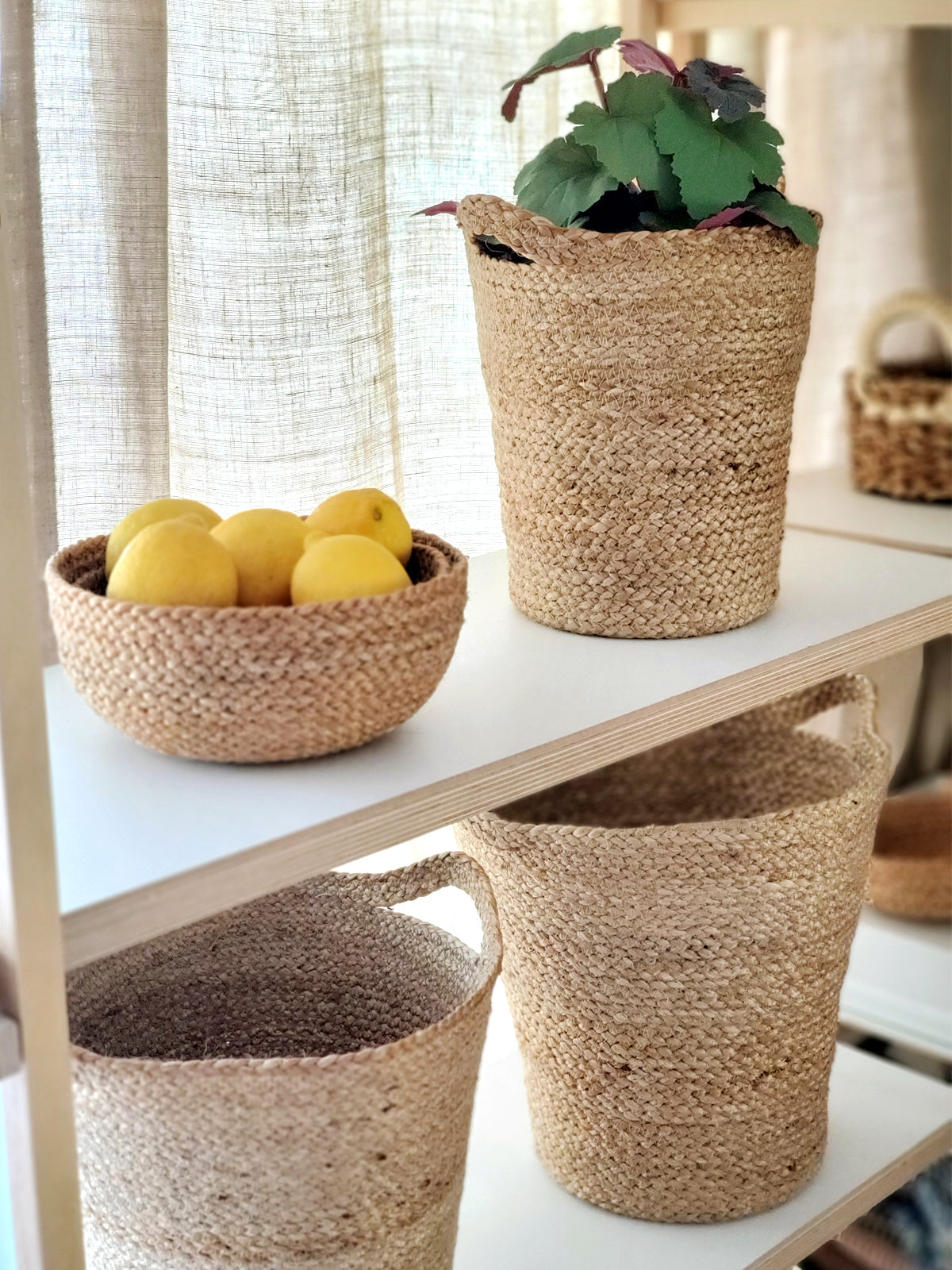 Set of 4 Handmade Natural Jute Candy Bowls - Eco-Friendly Artisan Craftsmanship from Bangladesh