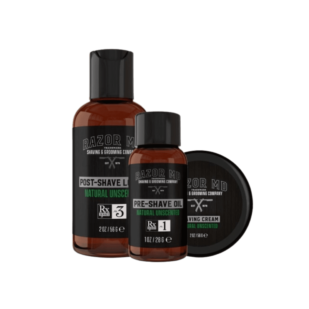Natural Unscented Travel Shaving Kit – TSA Approved 3-Piece Grooming Set for Men