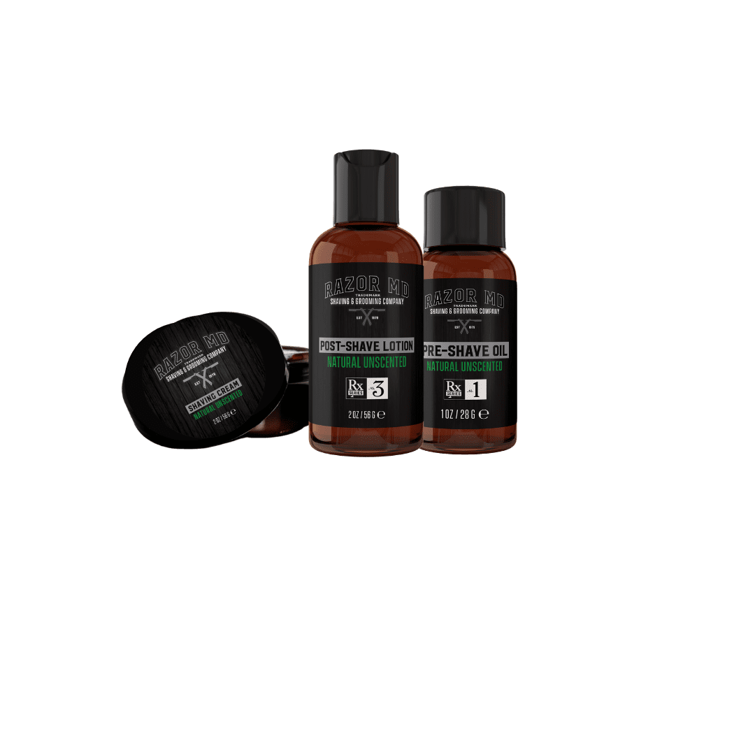 Natural Unscented Travel Shaving Kit – TSA Approved 3-Piece Grooming Set for Men