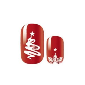 Red Christmas Nail Stickers – Festive Holiday Nail Wraps, Long-Lasting Non-Toxic Manicure (16-Piece Set)