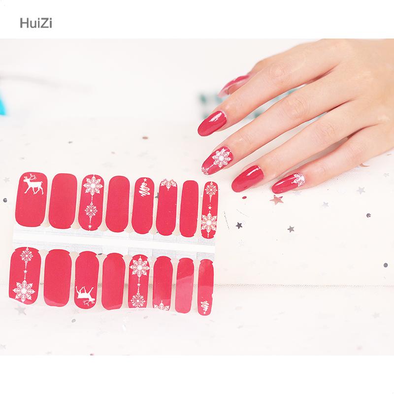 Red Christmas Nail Stickers – Festive Holiday Nail Wraps, Long-Lasting Non-Toxic Manicure (16-Piece Set)