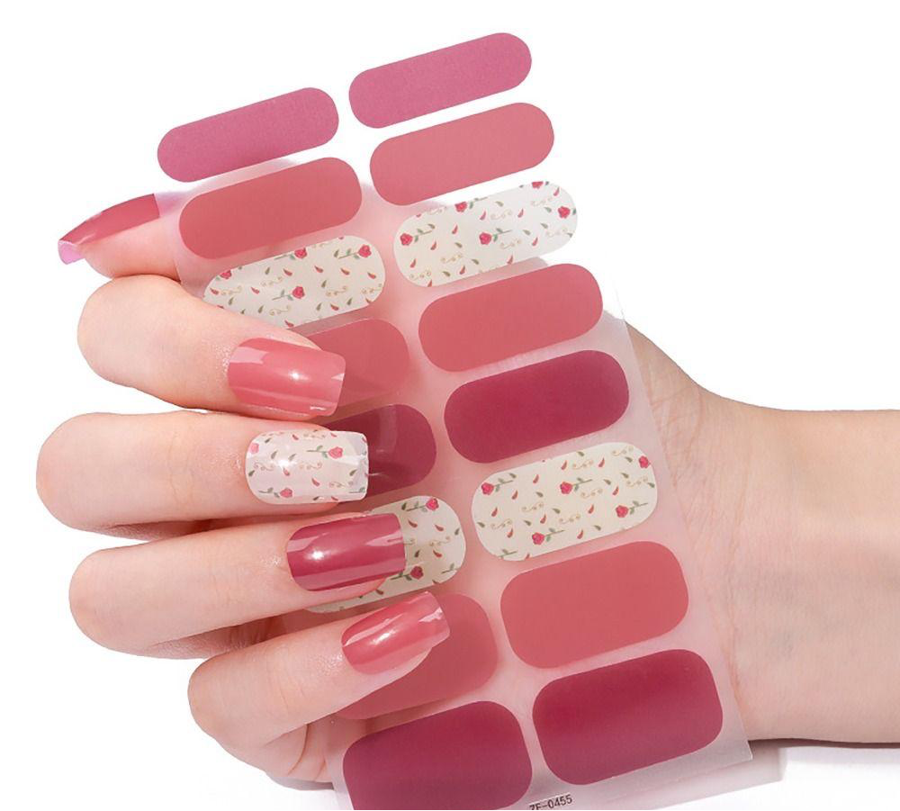 Mini Rose Gel Nail Stickers – Elegant Floral Gel Manicure Wraps, Non-Toxic Long-Lasting Nail Art (16-Piece Set)