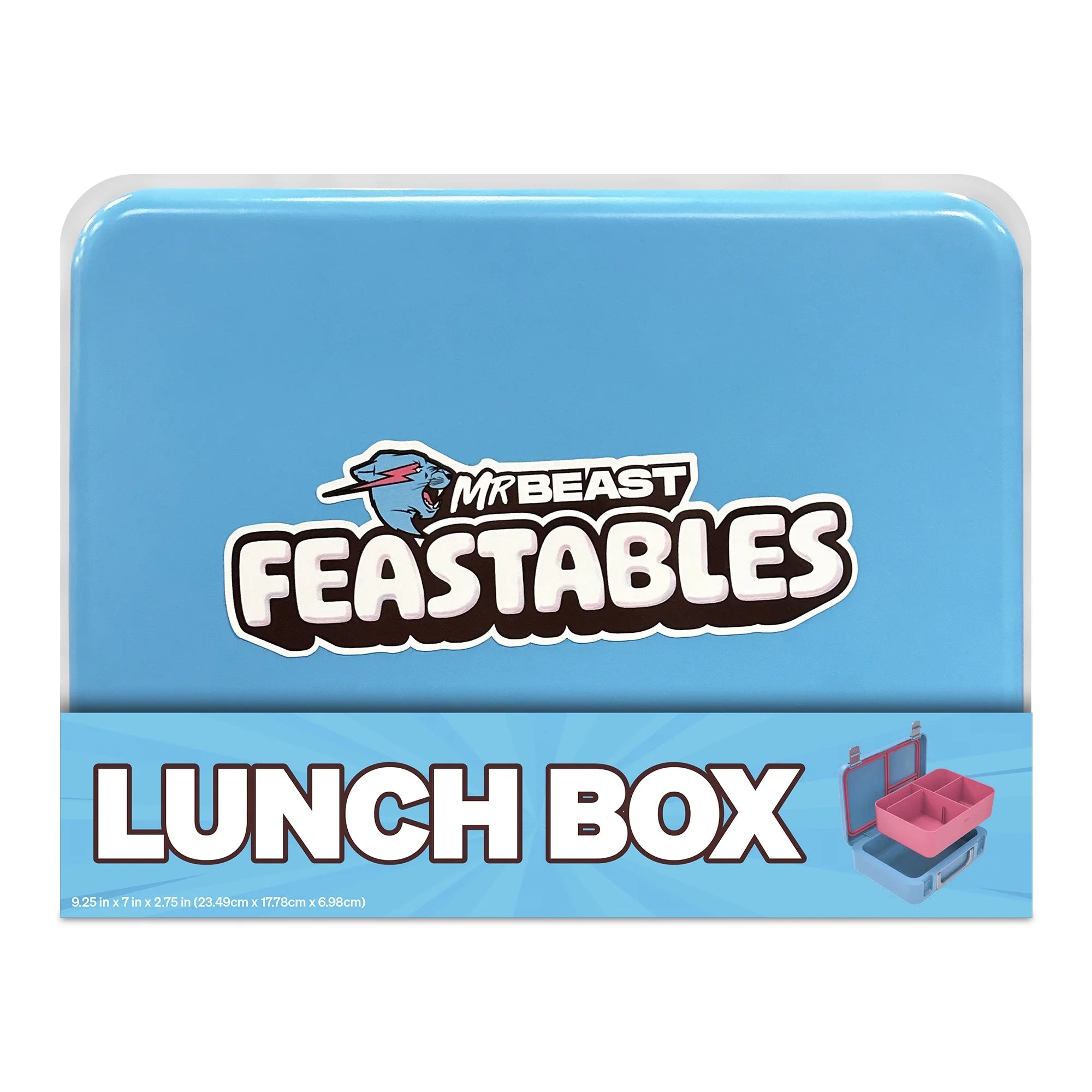 Mrbeast Feastables World'S Coolest Collectible Lunch Box, Bpa-Free, Blue/Pink