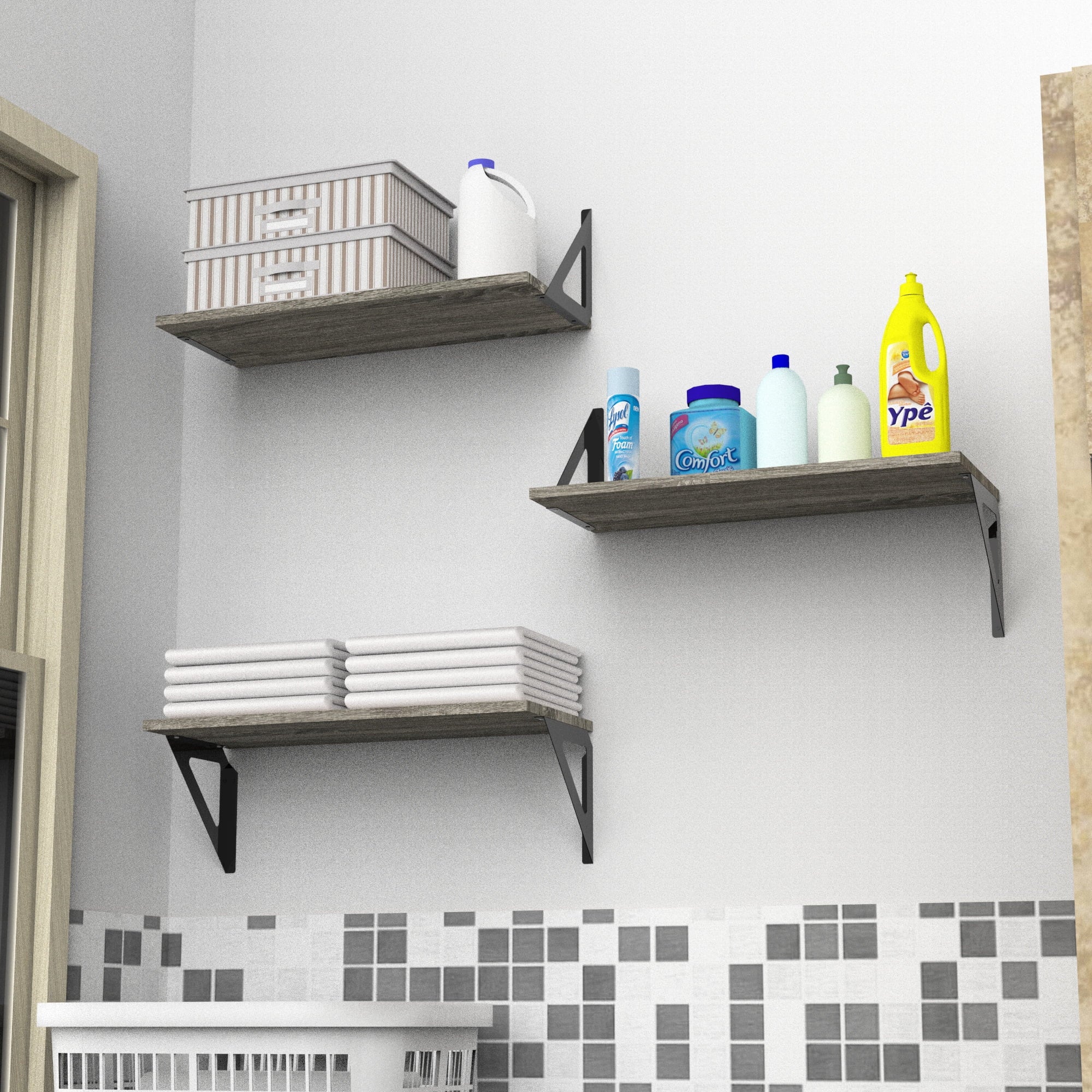 Hyper Tough 6 In. X 15 3/4 In. Rustic Gray Laminated Wood Shelf