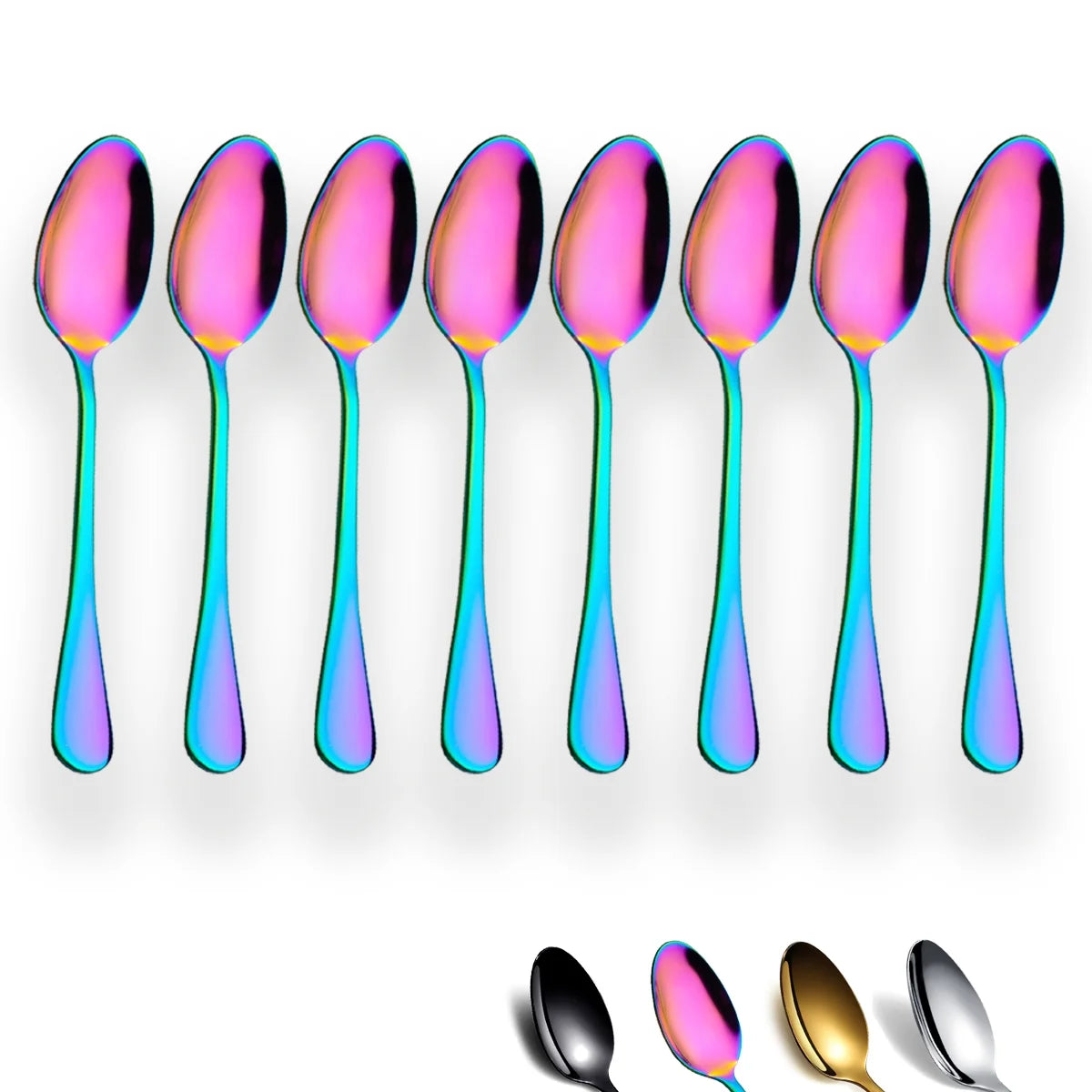 Reanea Teaspoons 5.5" Set of 8 Stainless Steel Tea Spoons Silverware, Small Dessert Tea Spoon