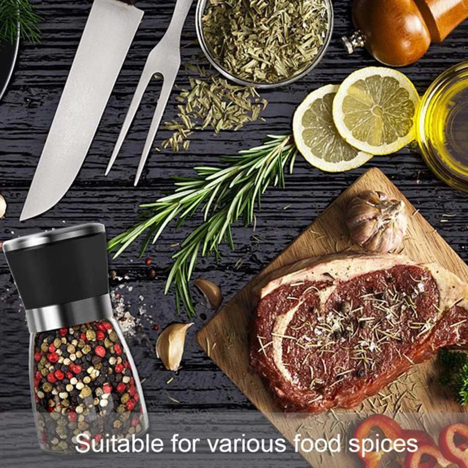 Salt and Pepper Grinder Set of 2 - Adjustable Ceramic Sea Salt Grinder & Pepper Grinder ，Salt and Pepper Shakers Set - Pepper Mill & Salt Mill