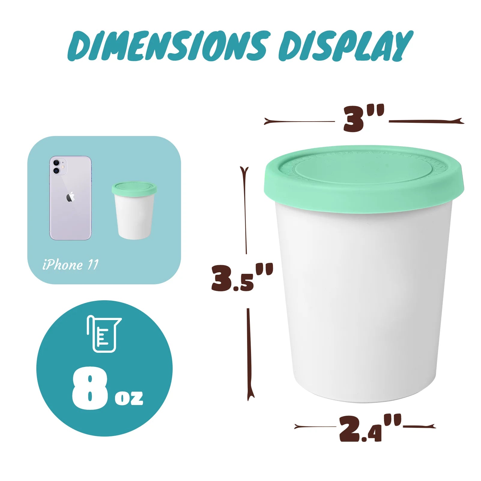 WALL QMER Premium Ice Cream Containers (4 Pack - 8 Ounces Each) Reusable Freezer Storage Tubs with Lids for Ice Cream, Sorbet and Gelato! 4 Colors