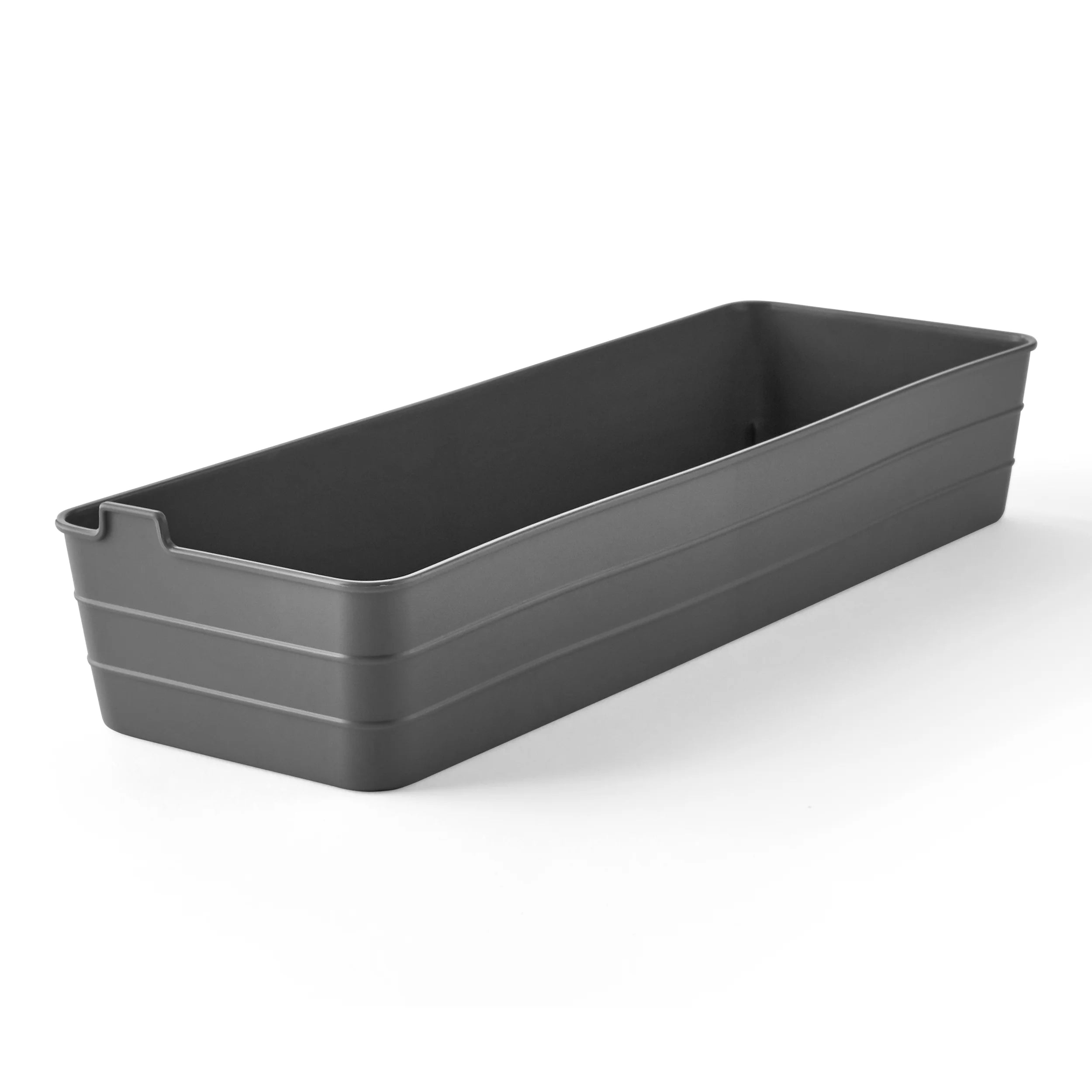 (2 Pack) Mainstays Utility Flex Storage Tray Organizer Set, Plastic Drawer Organizer Trays for Kitchen, Desk, Bathroom and Office Drawer Organization, Gray, 2-Pack, 5" X 15"