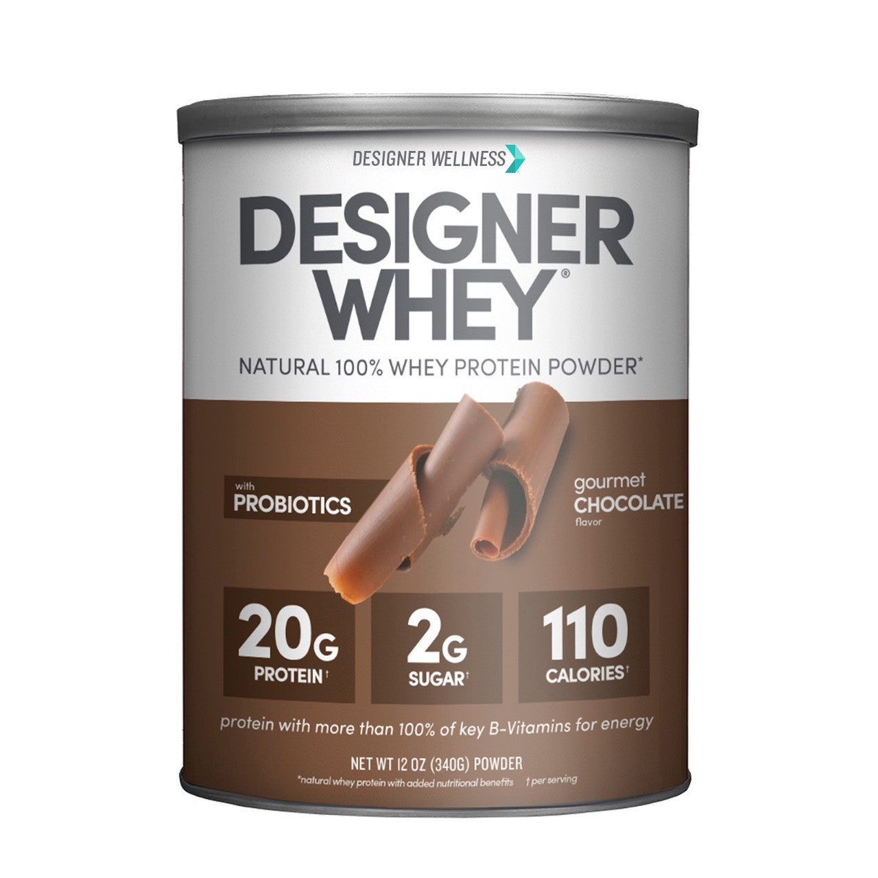 Designer Whey Gourmet Chocolate Protein Powder (1×12 oz) | 20g Protein, Low Carb, Gluten-Free