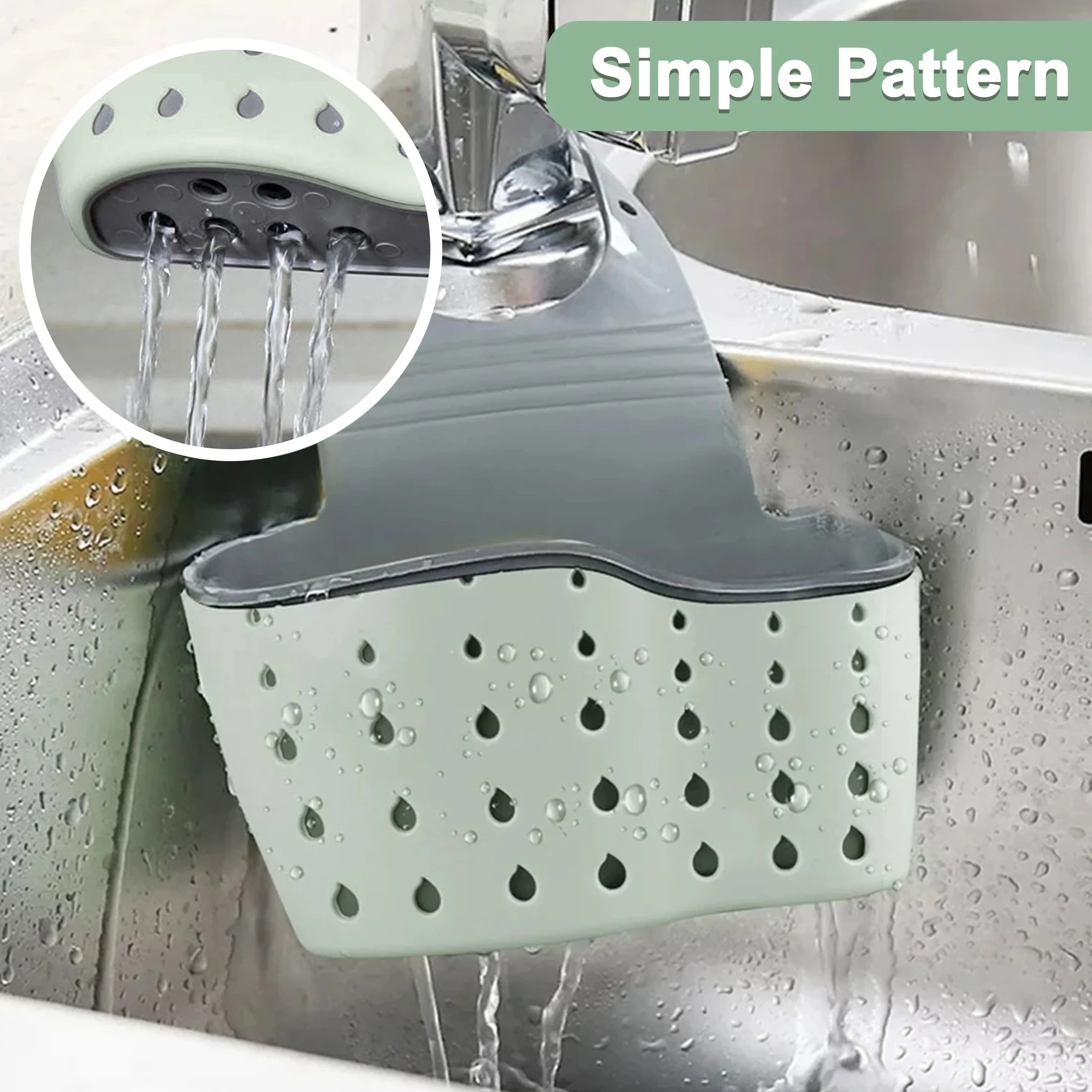 Eeekit Kitchen Hanging Sponge Holder, Adjustable Sink Caddy Organizer Liquid Drainer Brush Rack For Scrubber Dish Brush