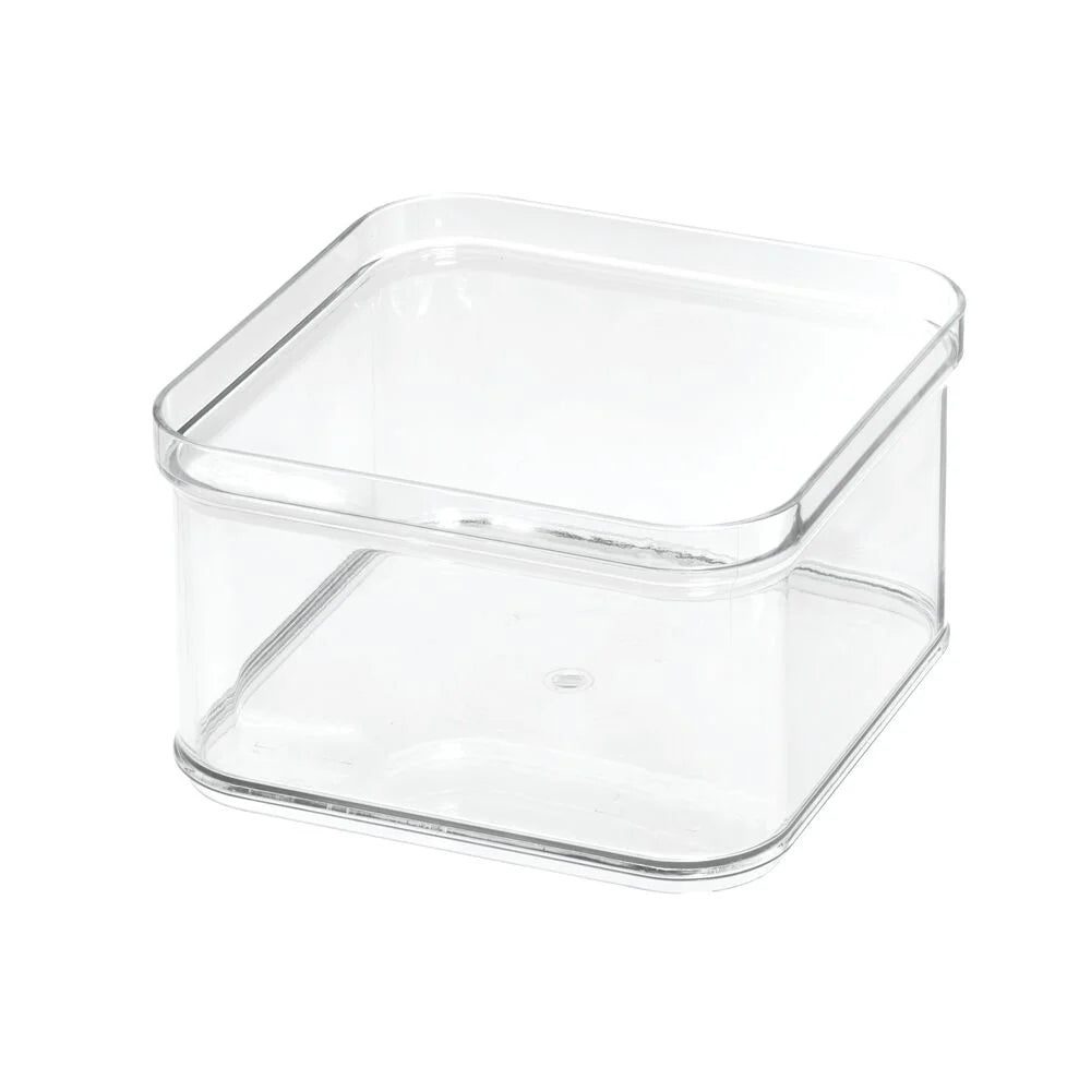 Idesign Crisp Bpa-Free Plastic Stackable Refrigerator Square Storage Bin, Clear, 6.32" X 6.32" X 3.76"