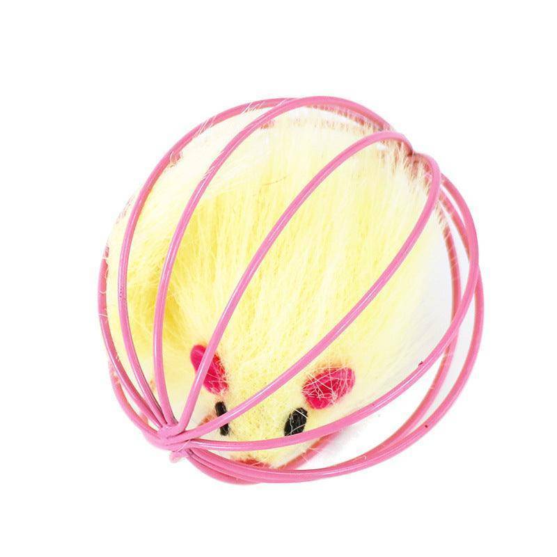 Interactive Plush Cage Mouse Cat Toy - Durable, Colorful, and Safe Entertainment for Cats