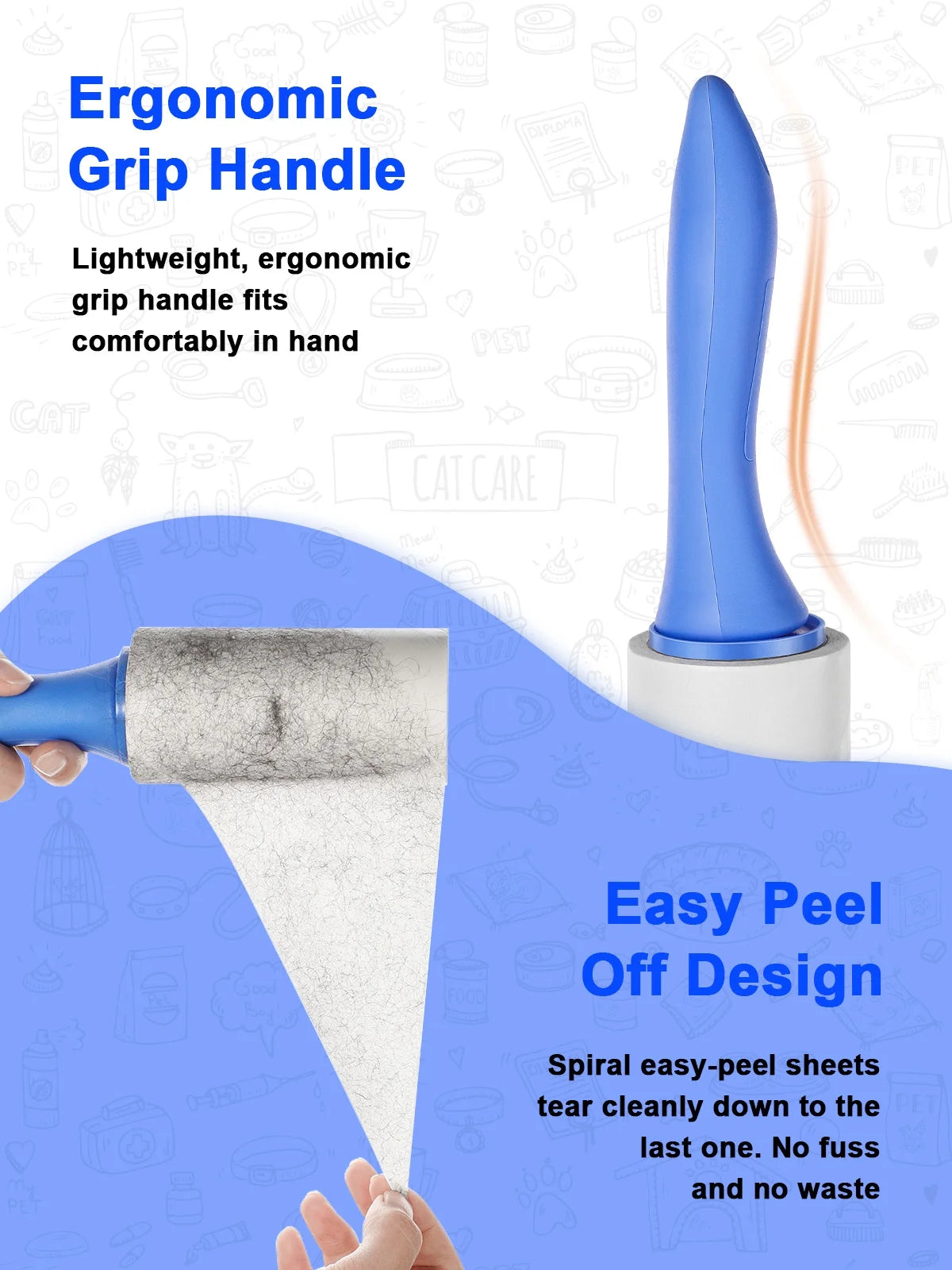 ORDORA Lint Roller for Pet Hair, Extra Sticky Rollers for Clothes 6 Pack, 540 Sheets Total