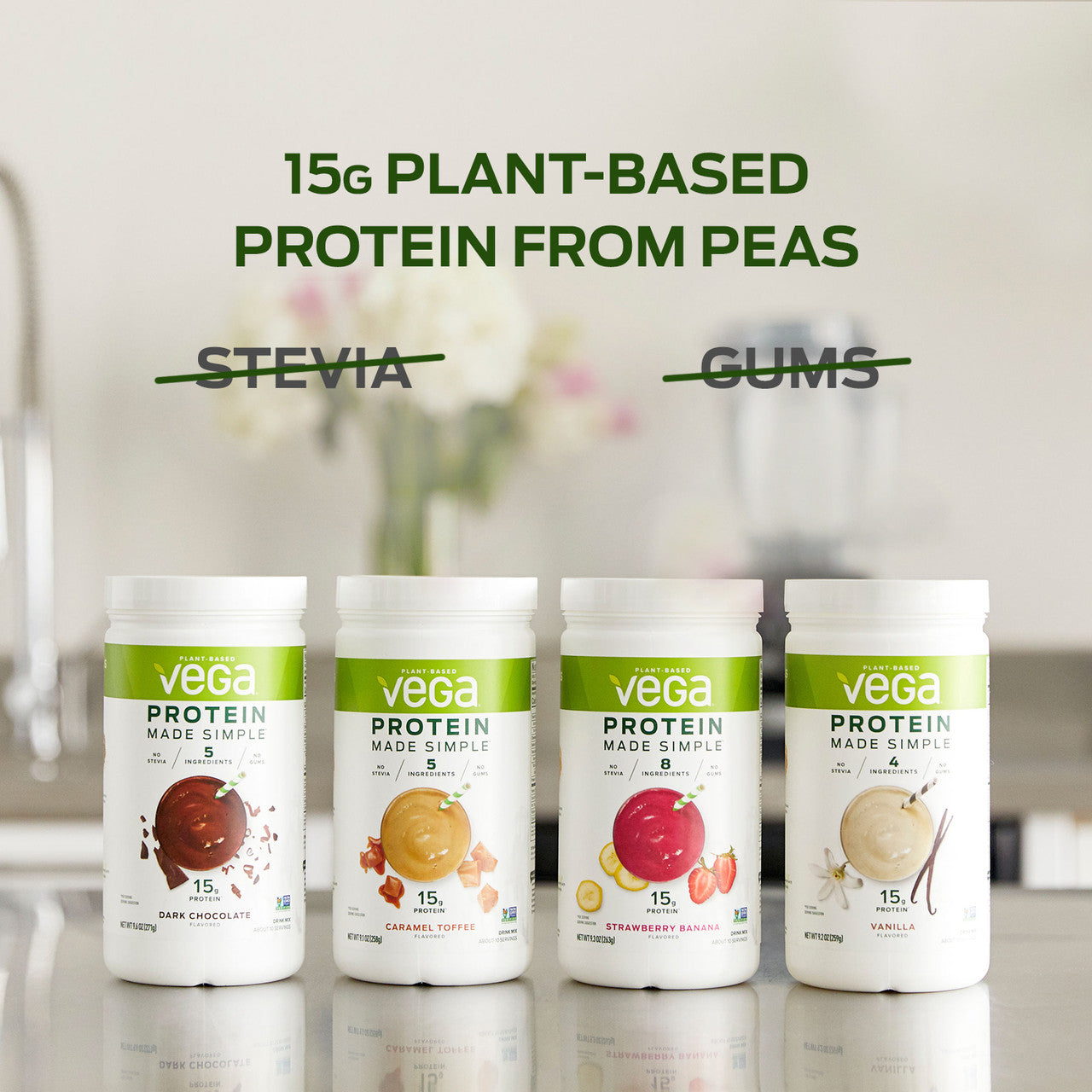 Vega Protein Made Simple Drink Mix – Vanilla (9.2 oz) | Plant-Based, Non-GMO, Dairy-Free Protein Powder