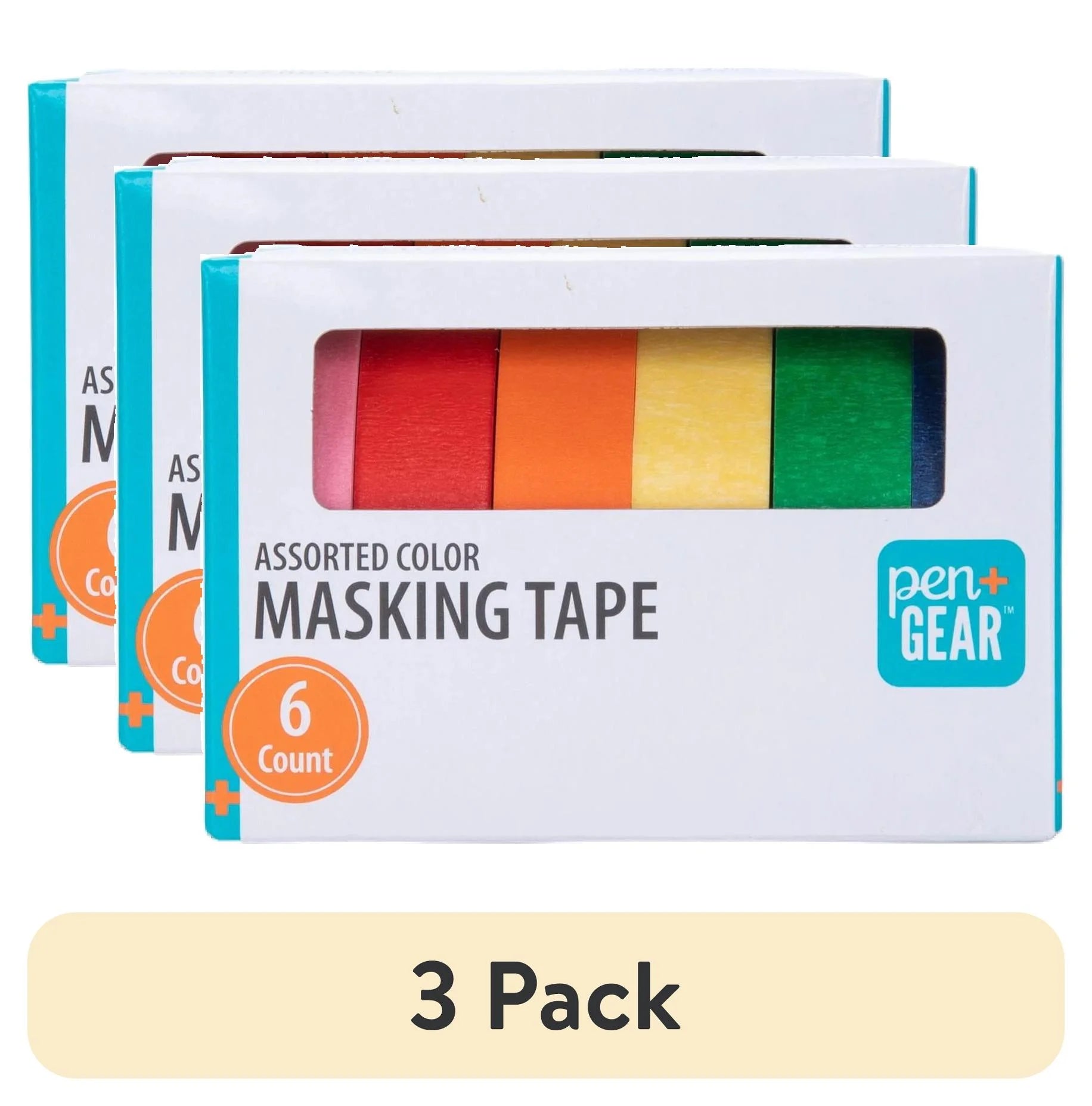 Pen+Gear Masking Tape, 0.59 in X 15 Yds, Multicolor, 6 Rolls