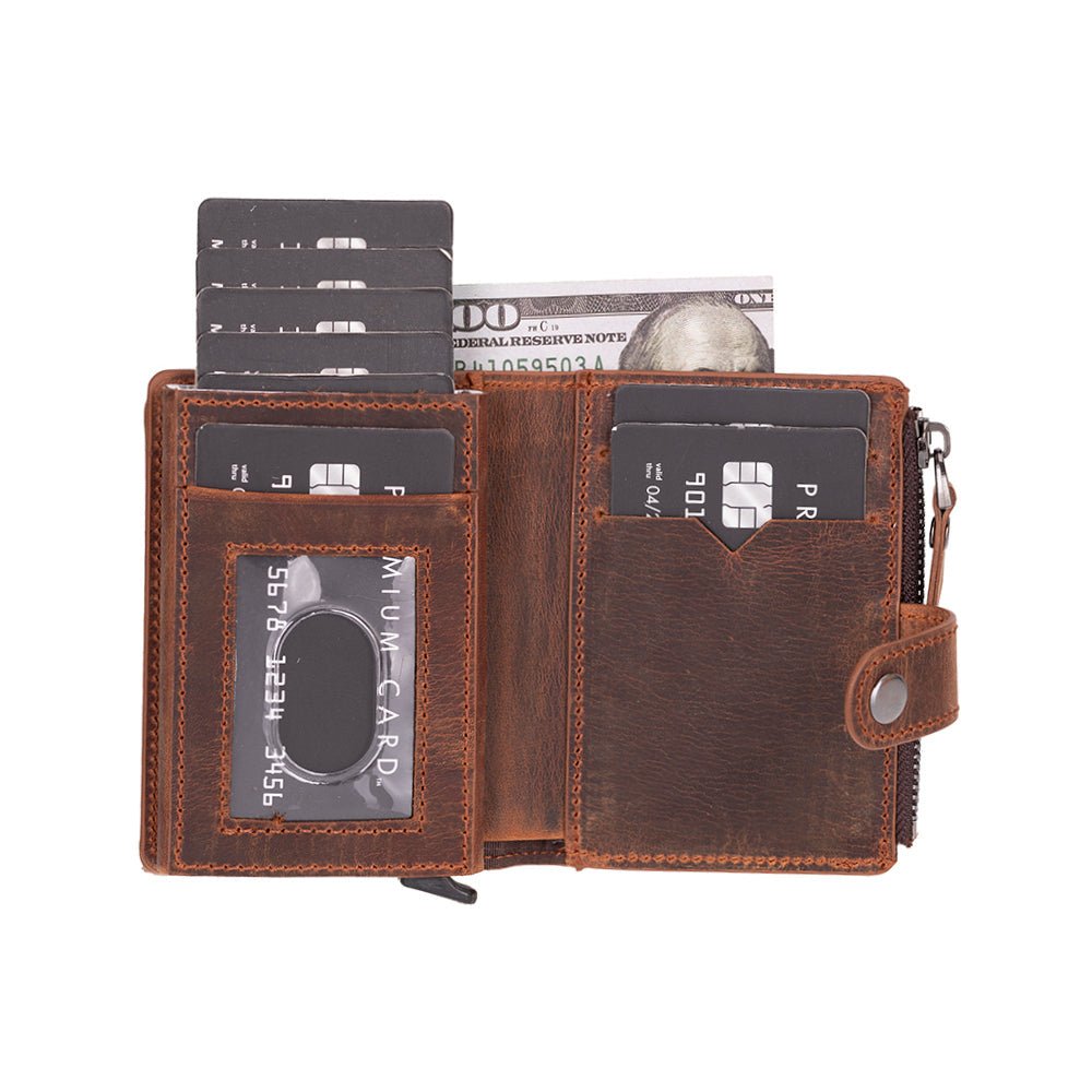 Andalusia Genuine Leather Pop-Up Cardholder with RFID Protection – Slim Wallet for Men & Women