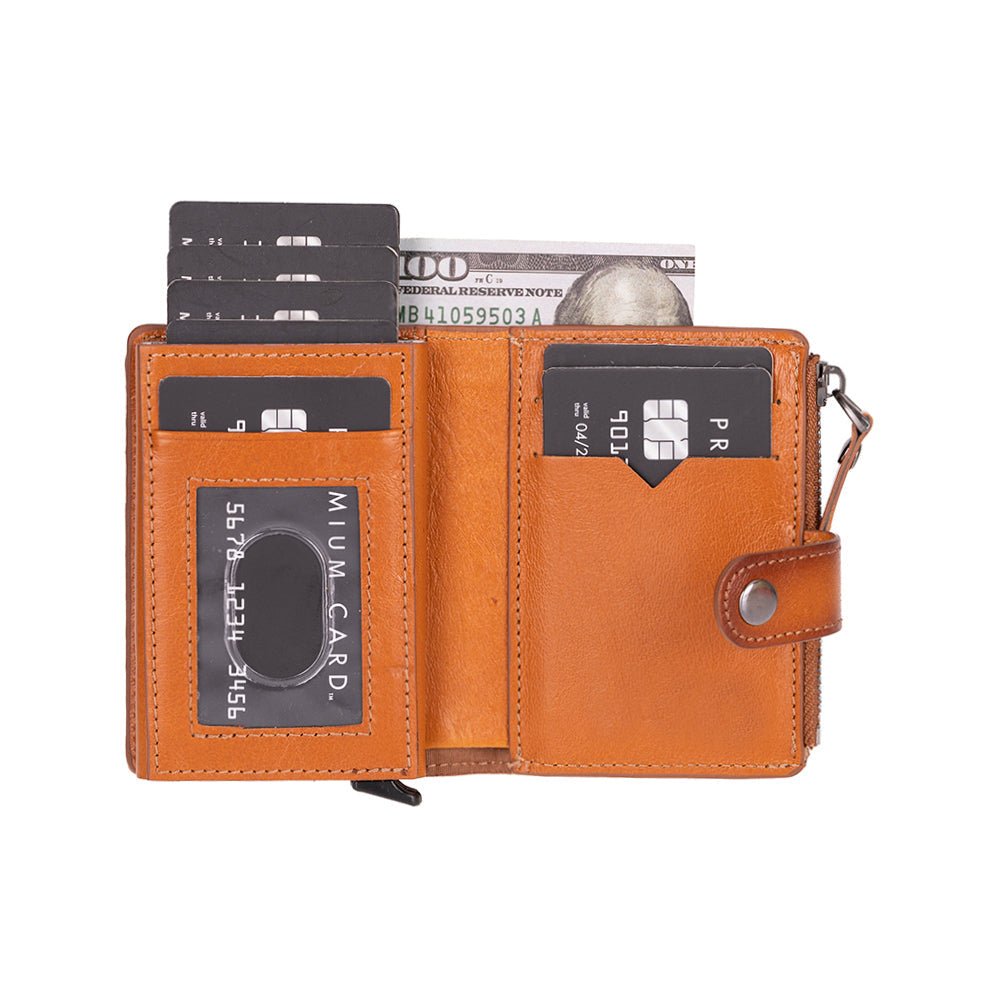 Andalusia Genuine Leather Pop-Up Cardholder with RFID Protection – Slim Wallet for Men & Women