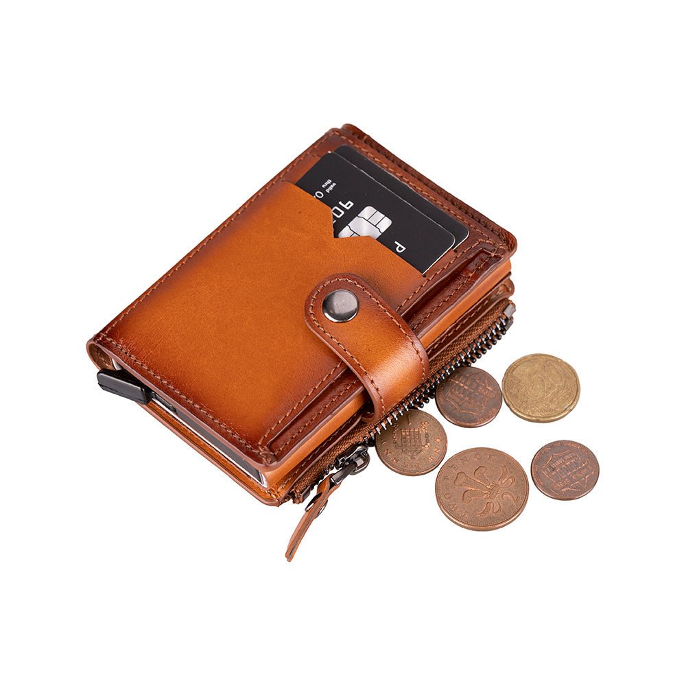 Andalusia Genuine Leather Pop-Up Cardholder with RFID Protection – Slim Wallet for Men & Women