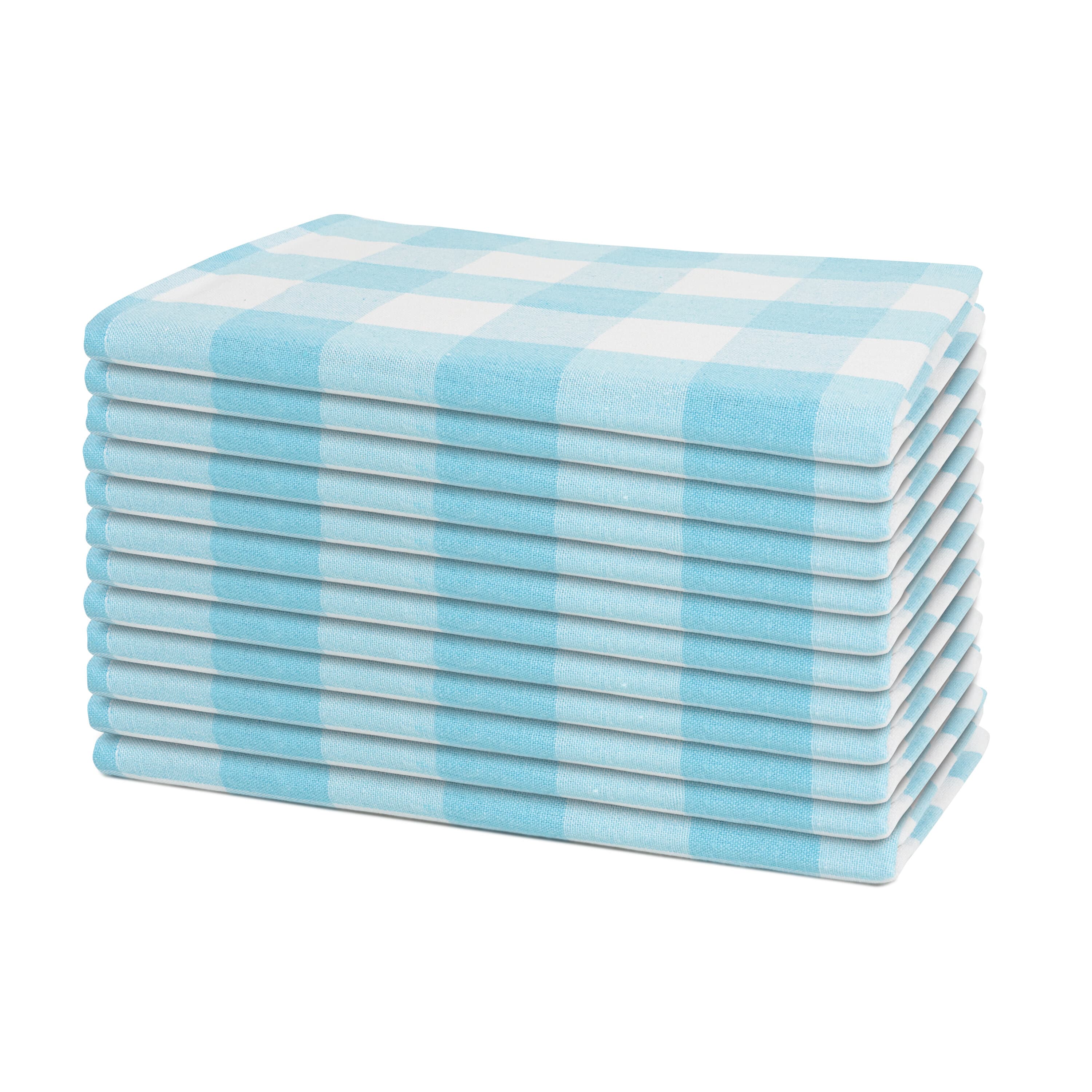 12-Pack Large Plaid Cotton Dinner Napkins - 100% Cotton, Hemmed Edges, 20"x20" for Elegant Table Settings