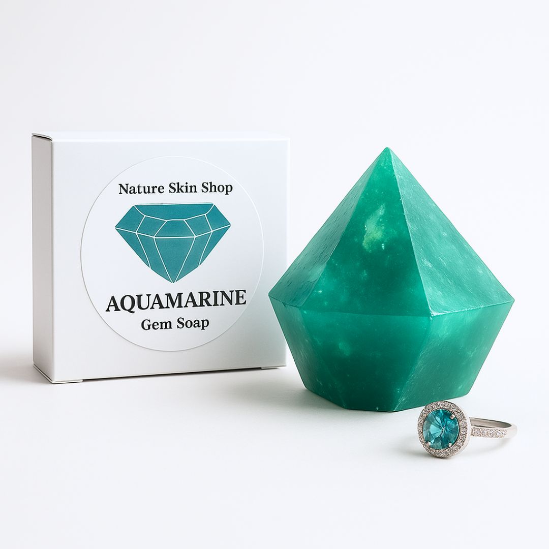 Aquamarine Birthstone Soap with Surprise Silver Ring Gift for March Birthdays